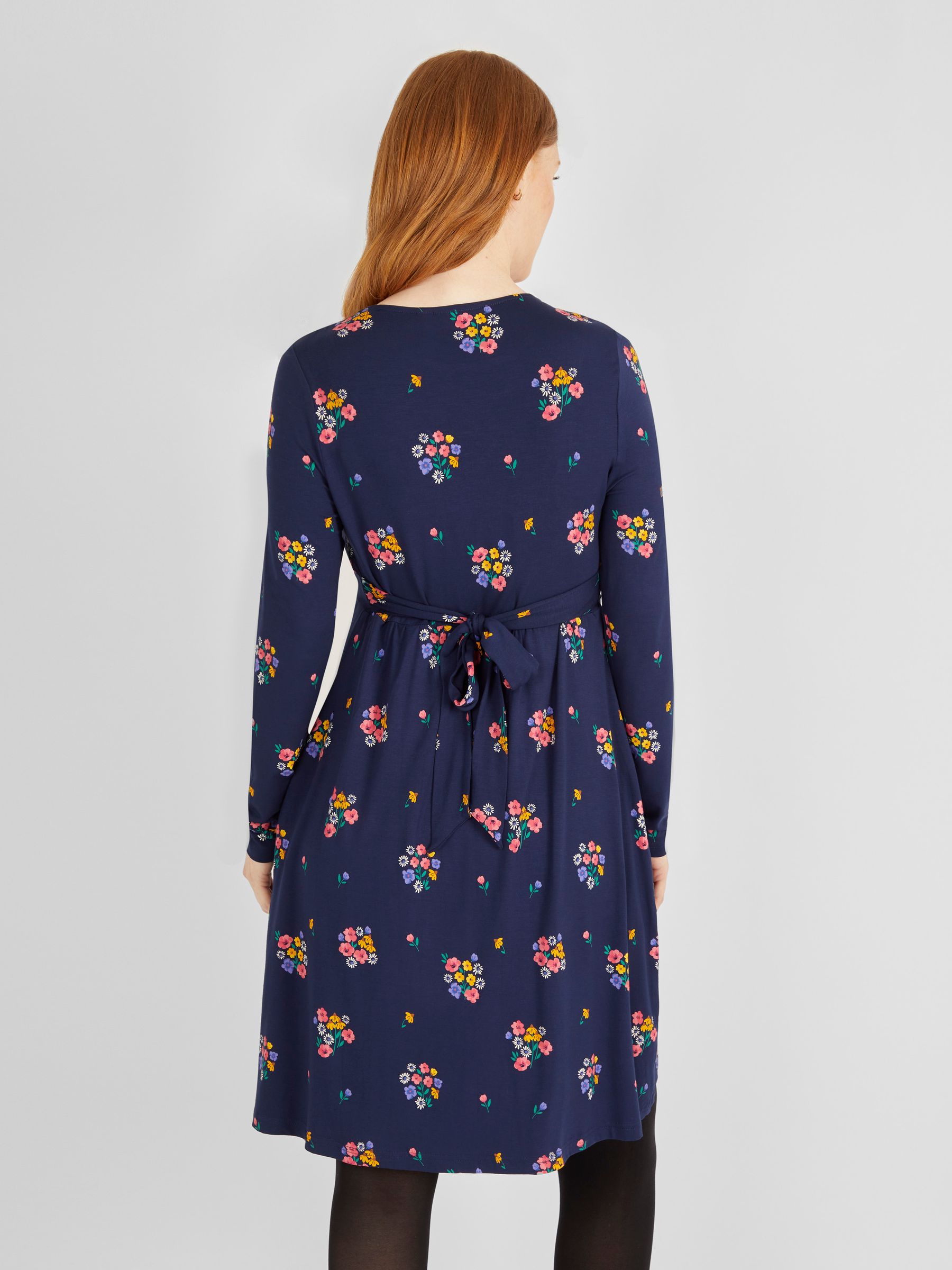 Navy Floral Maternity & Nursing Dress - Image 3 of 5
