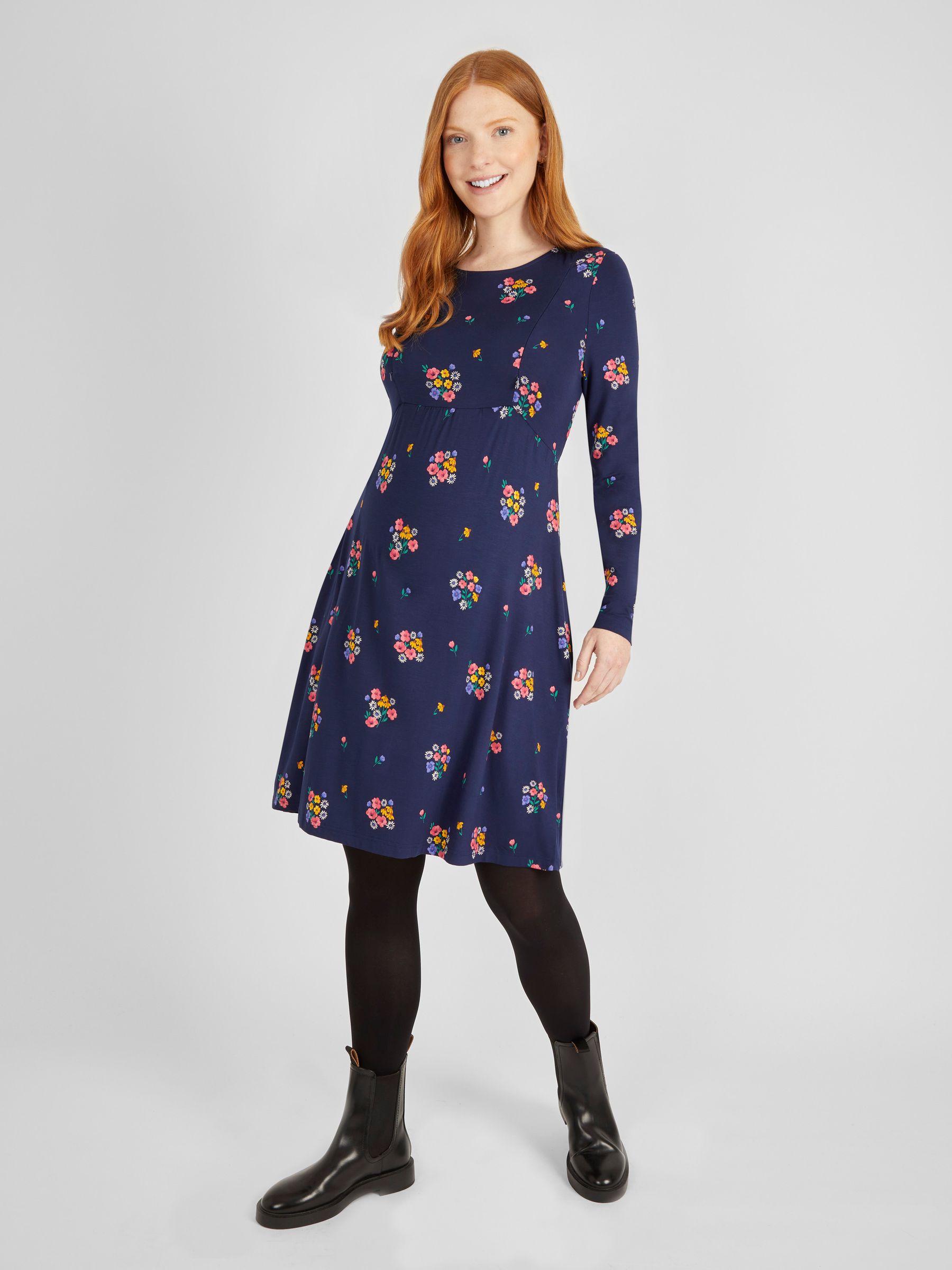 Navy Floral Maternity & Nursing Dress - Image 4 of 5