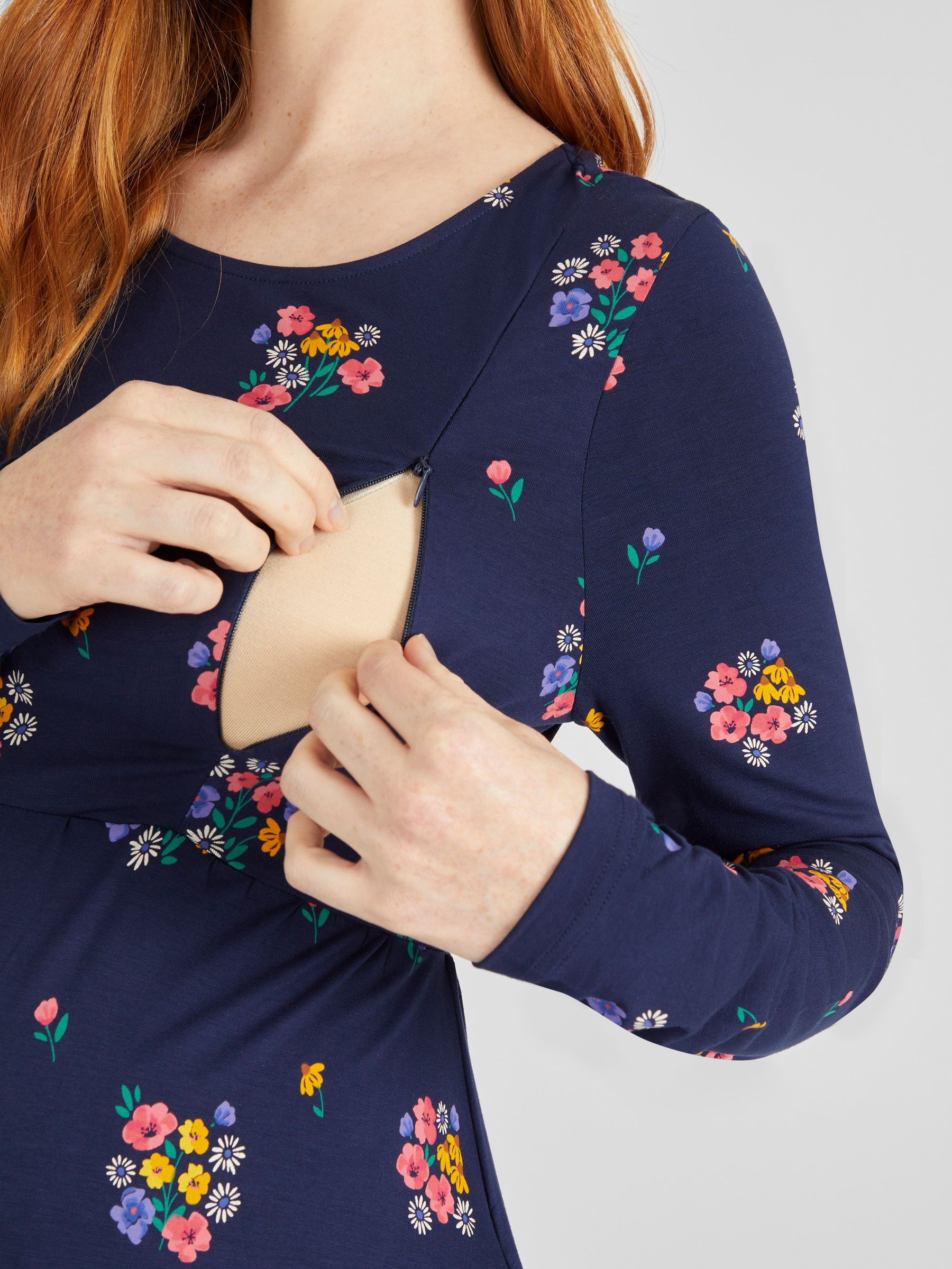 Navy Floral Maternity & Nursing Dress - Image 5 of 5