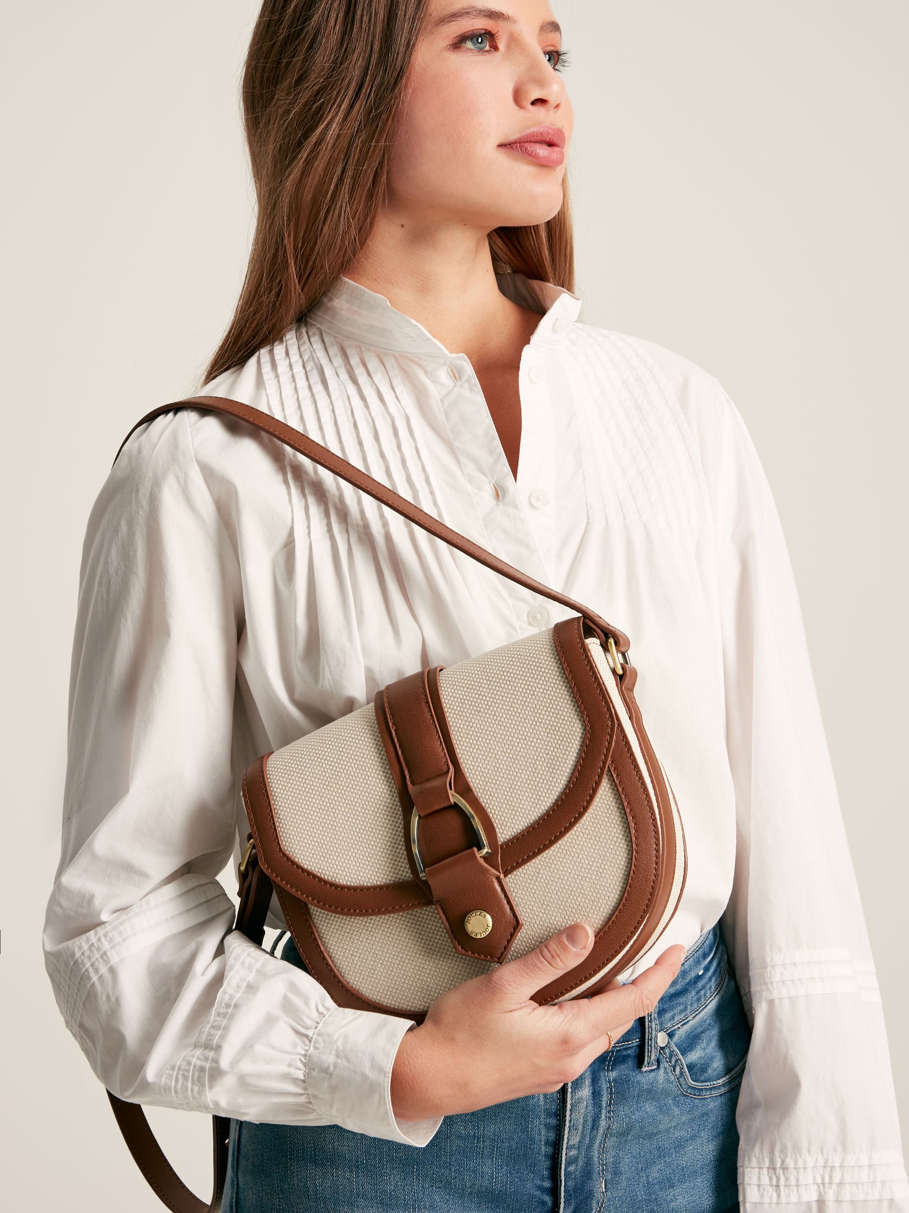 Ludlow Tan Canvas Cross Body Bag | Joules