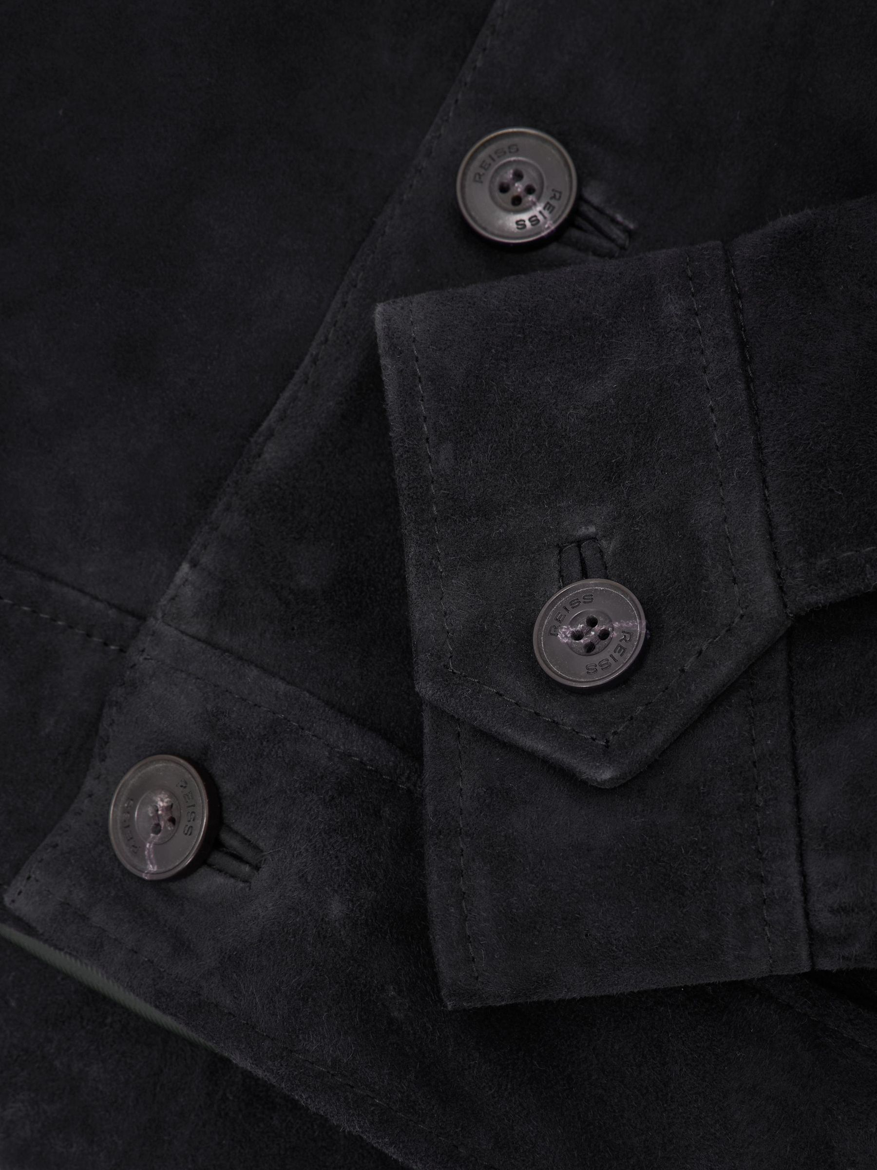 Suede Revere-Collar Jacket in Navy - Image 8 of 8