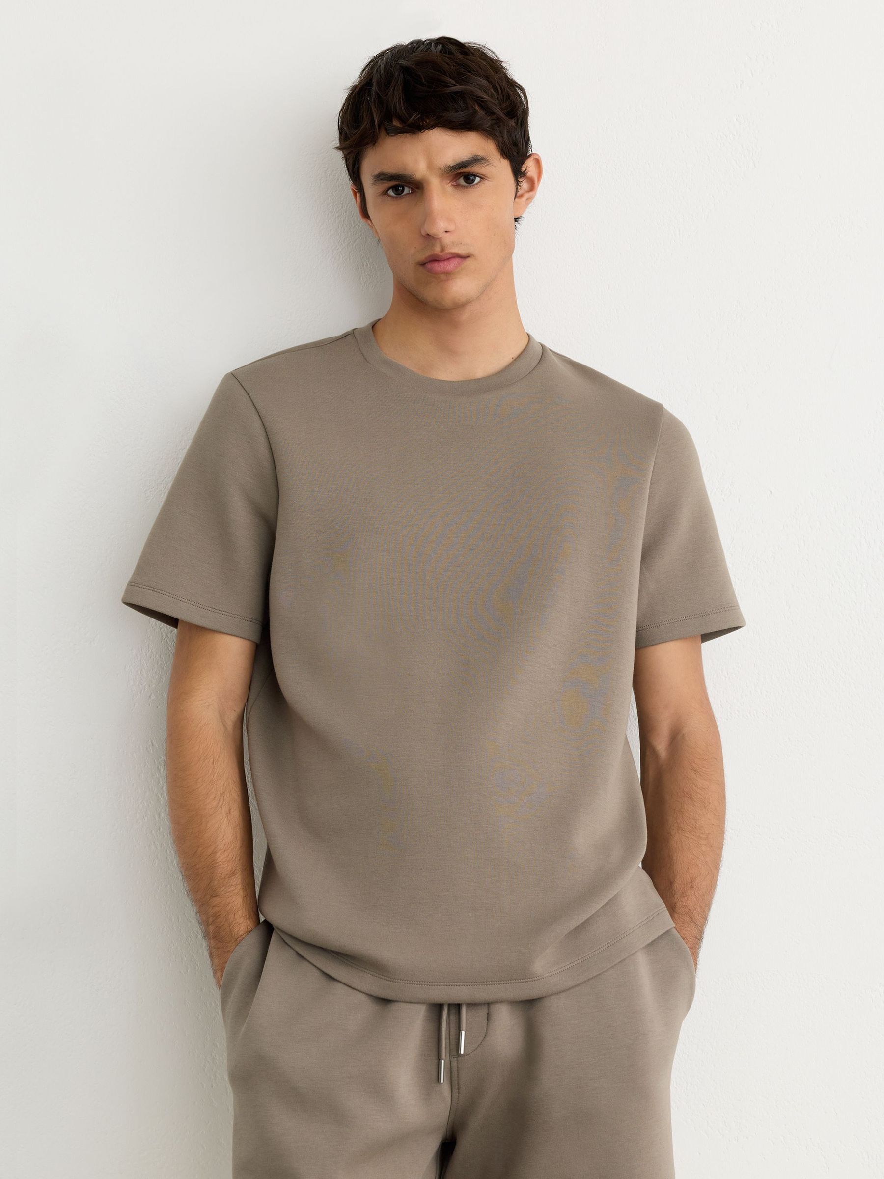 Sueded Interlock Jersey Modern-Fit T-Shirt in Mushroom Brown - Image 1 of 6 Sueded Interlock Jersey Modern-Fit T-Shirt in Mushroom Brown - Image 1 of 6