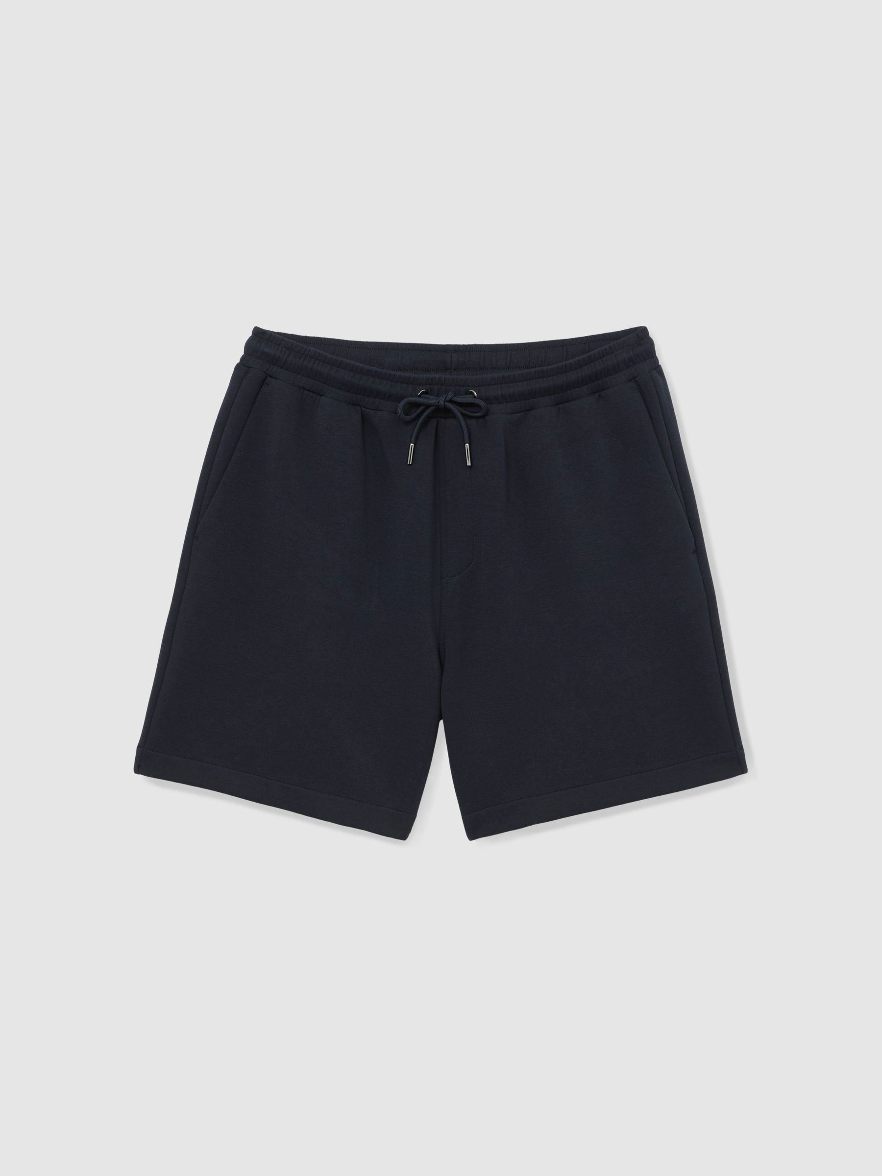 Sueded Interlock Jersey Drawstring Shorts in Navy - Image 2 of 6