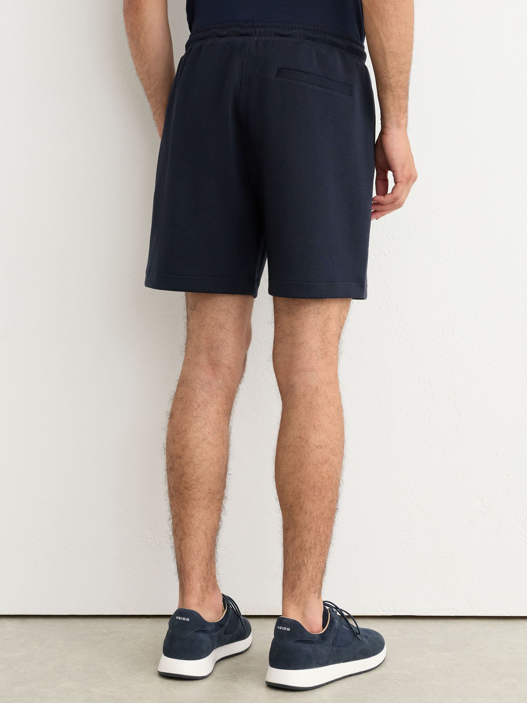 Sueded Interlock Jersey Drawstring Shorts in Navy - Image 4 of 6