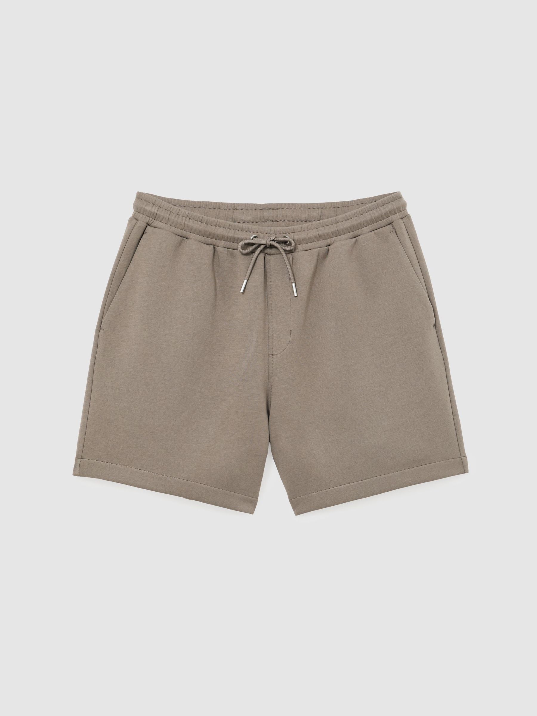 Sueded Interlock Jersey Drawstring Shorts in Mushroom Brown - Image 2 of 5 Sueded Interlock Jersey Drawstring Shorts in Mushroom Brown - Image 2 of 5
