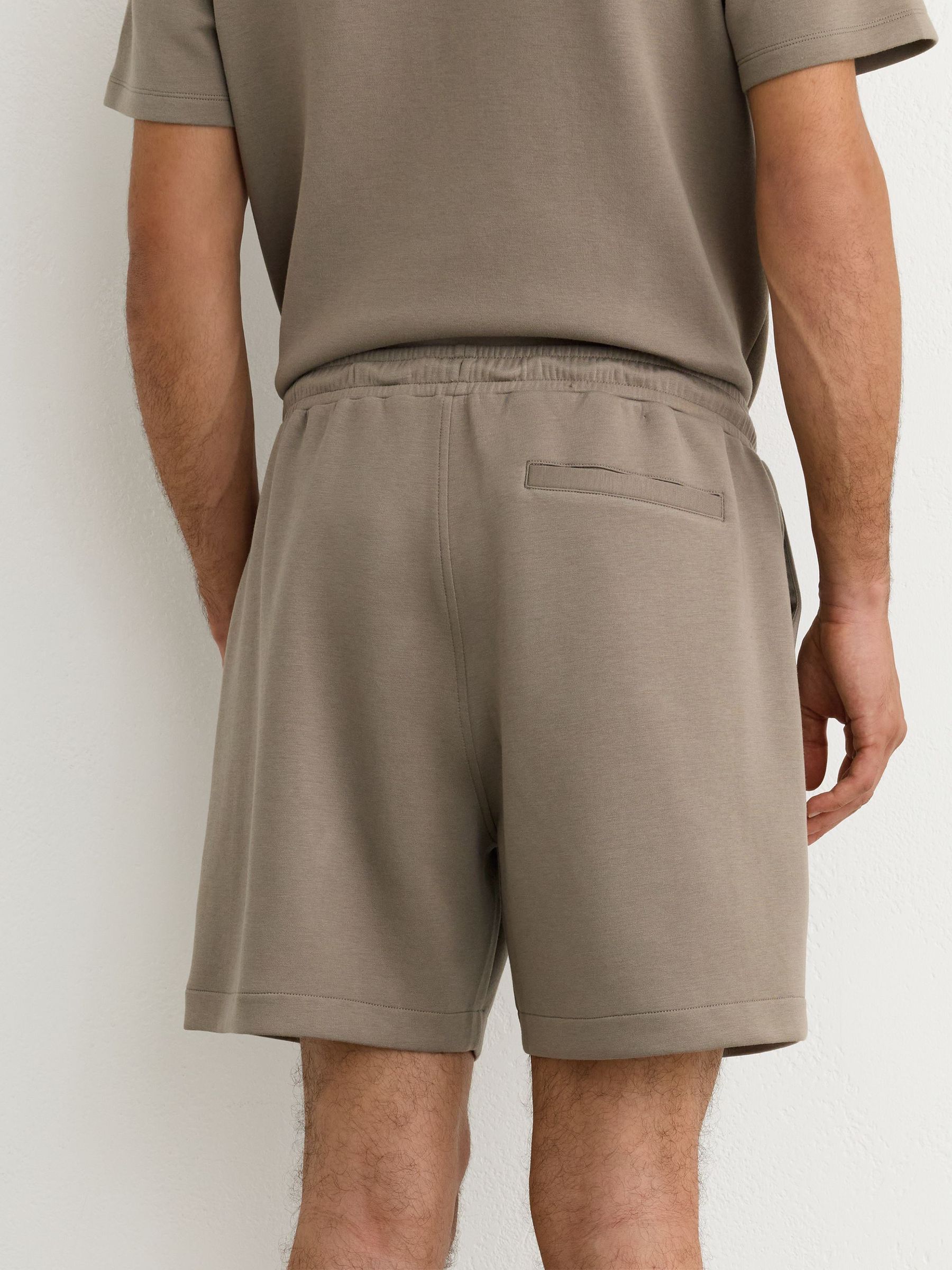 Sueded Interlock Jersey Drawstring Shorts in Mushroom Brown - Image 4 of 5