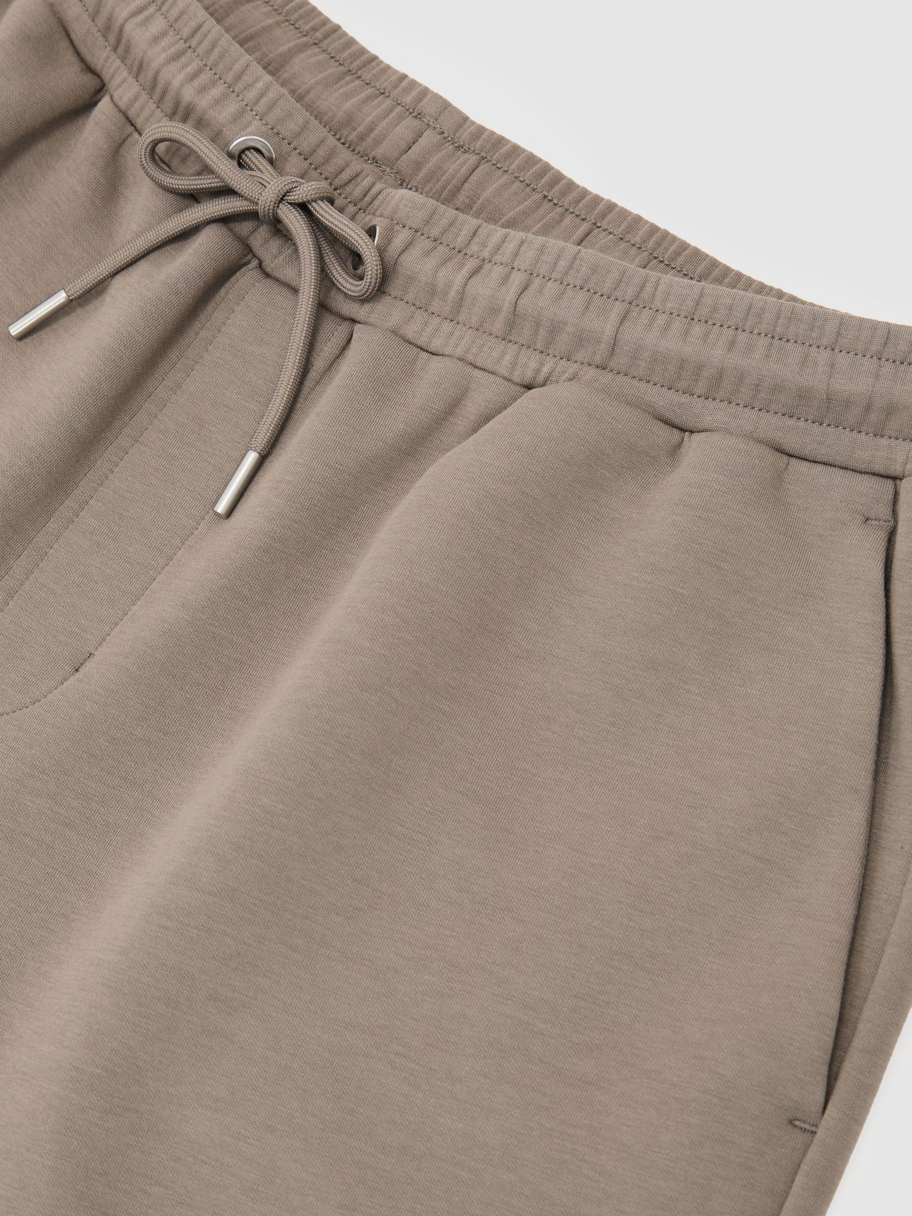 Sueded Interlock Jersey Drawstring Shorts in Mushroom Brown - Image 5 of 5