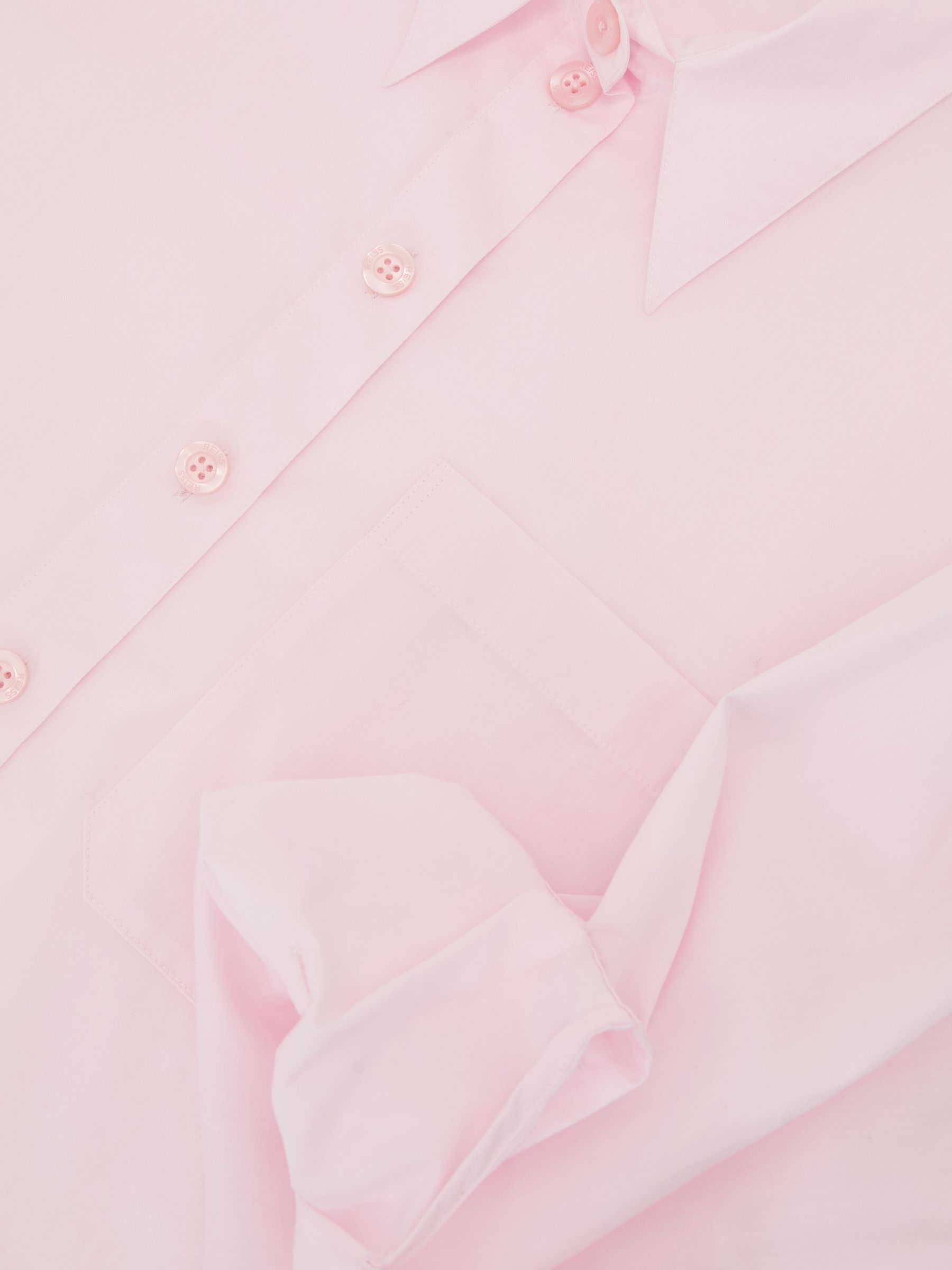 Cotton Cropped Long-Sleeve Shirt in Pink - Image 6 of 6