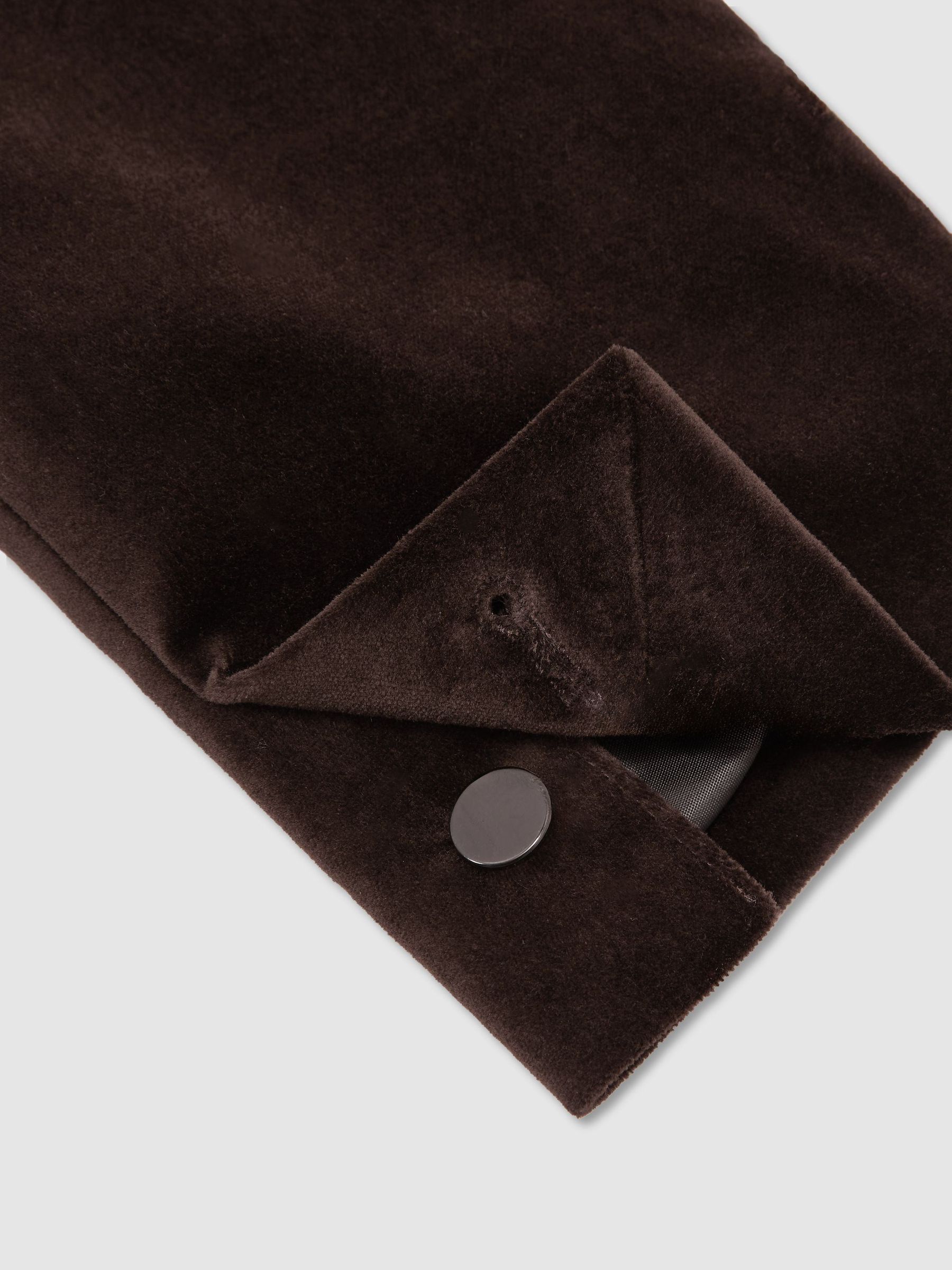 Tailored Fit Velvet Single-Breasted Blazer in Brown - Image 7 of 8