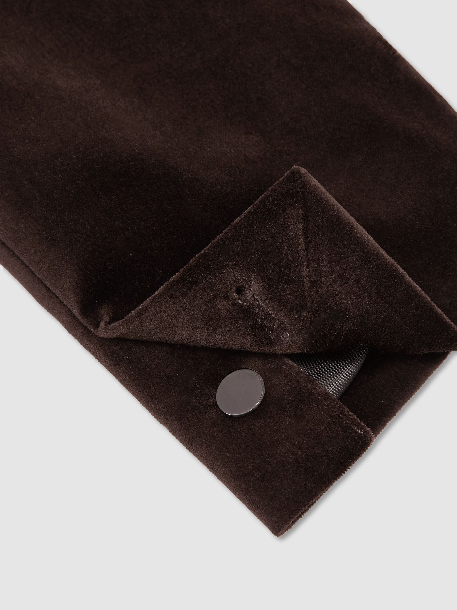 Tailored Fit Velvet Single-Breasted Blazer in Brown - Image 9 of 10