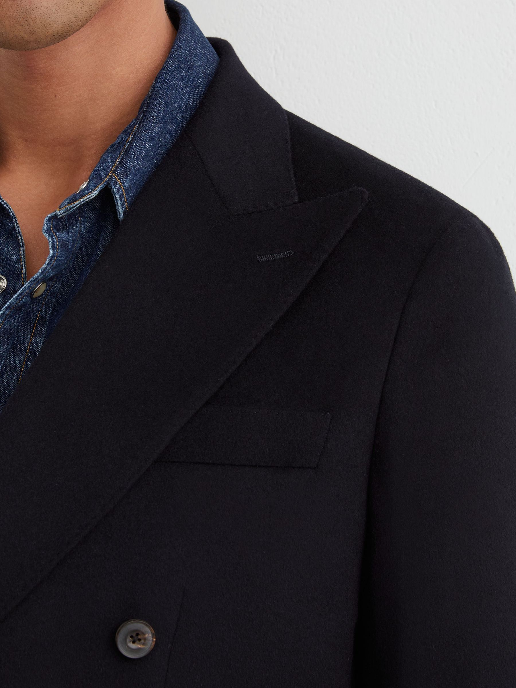 Wool-Blend Flannel Double-Breasted Blazer Classic-Fit in Navy - Image 3 of 9