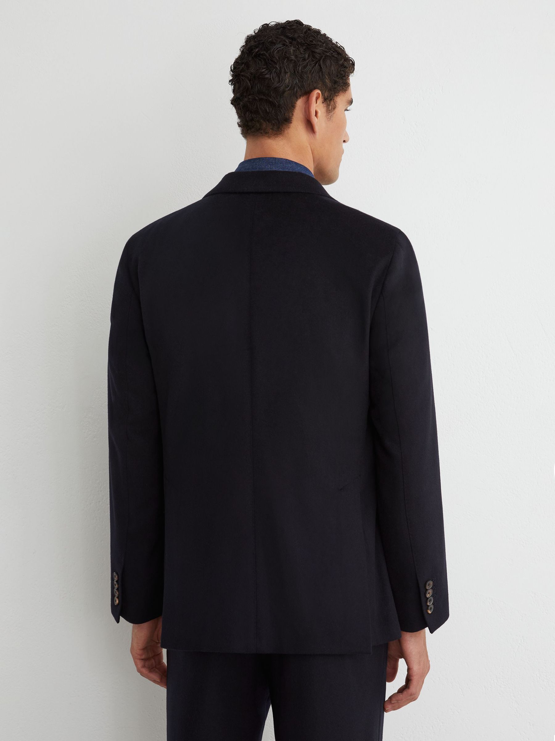 Wool-Blend Flannel Double-Breasted Blazer Classic-Fit in Navy - Image 6 of 9
