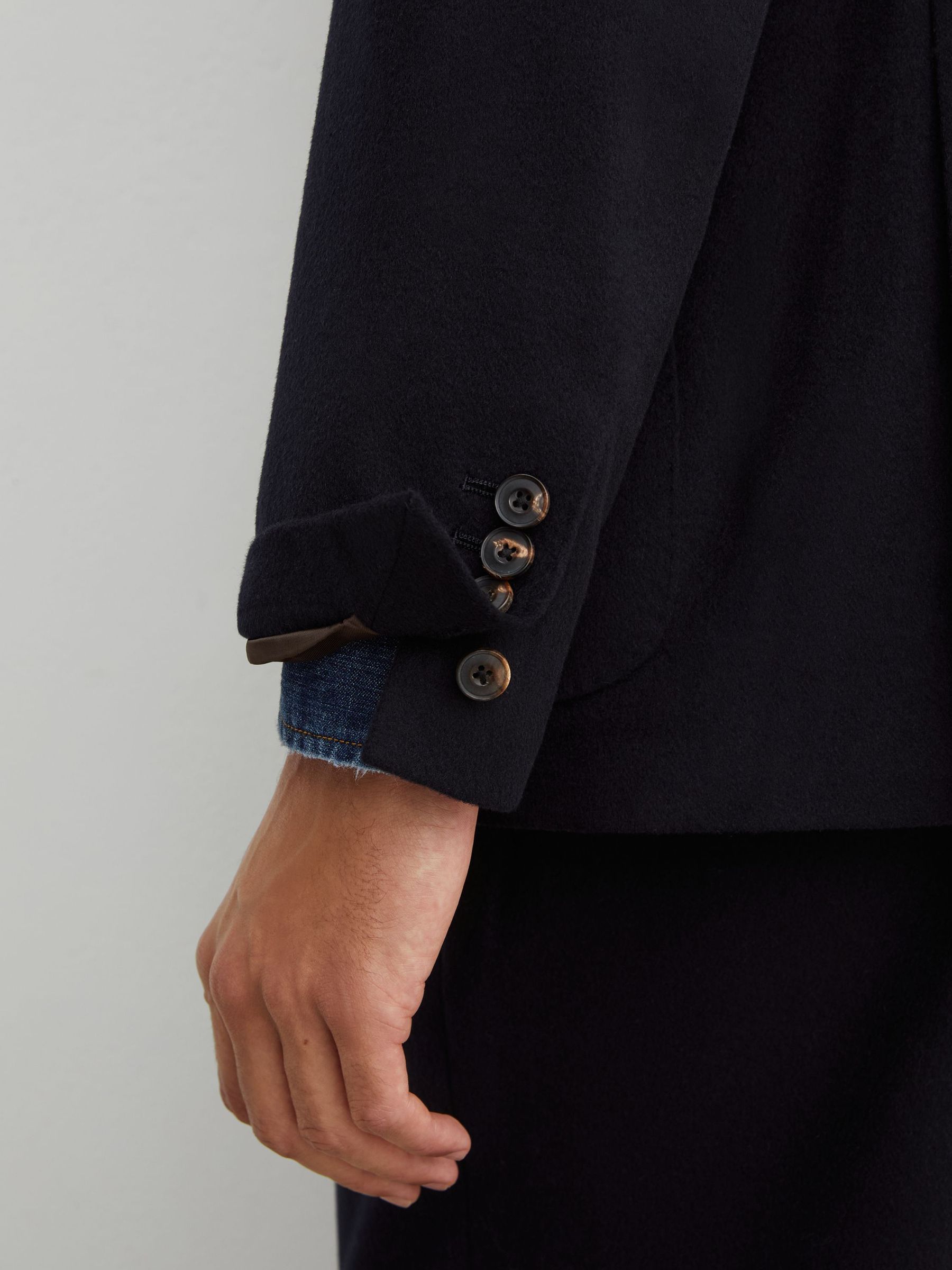 Wool-Blend Flannel Double-Breasted Blazer Classic-Fit in Navy - Image 7 of 9