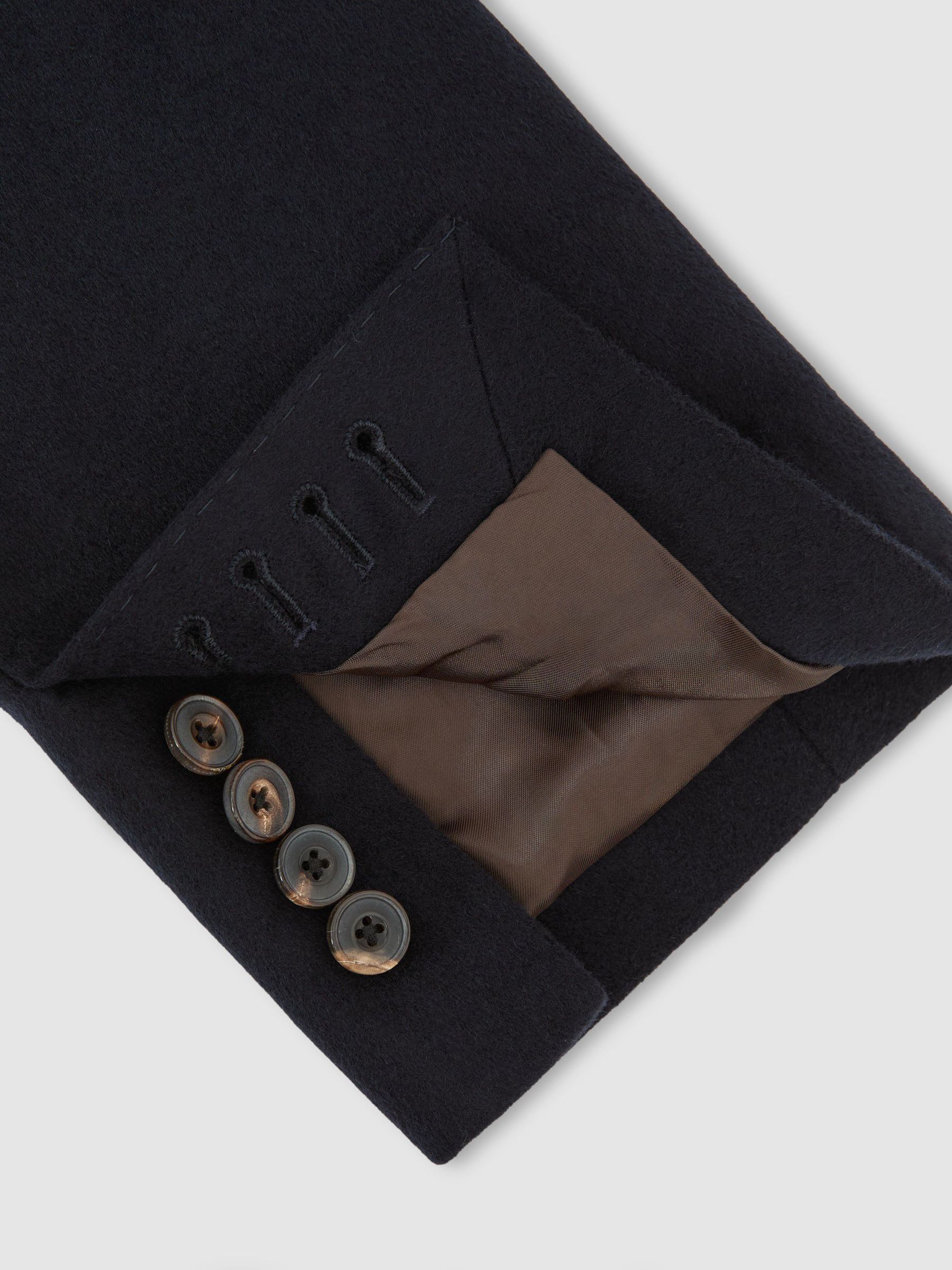 Wool-Blend Flannel Double-Breasted Blazer Classic-Fit in Navy - Image 8 of 9