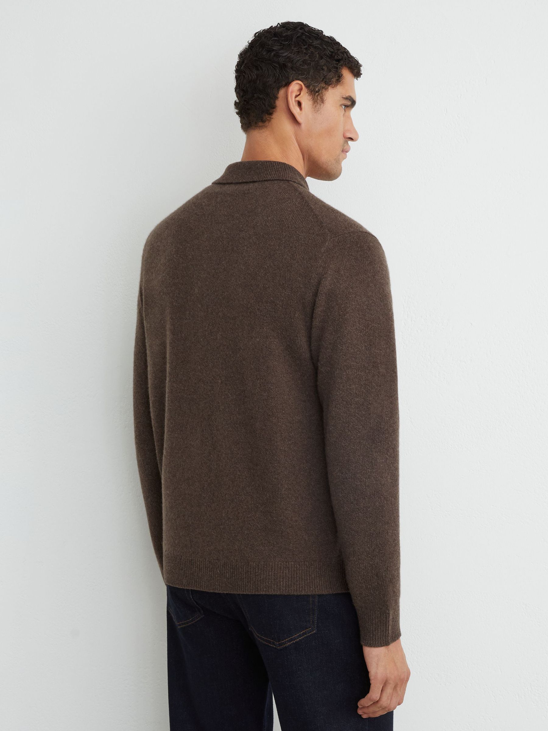 100% Cashmere Button-Through Shirt in Chocolate Melange - Image 6 of 7