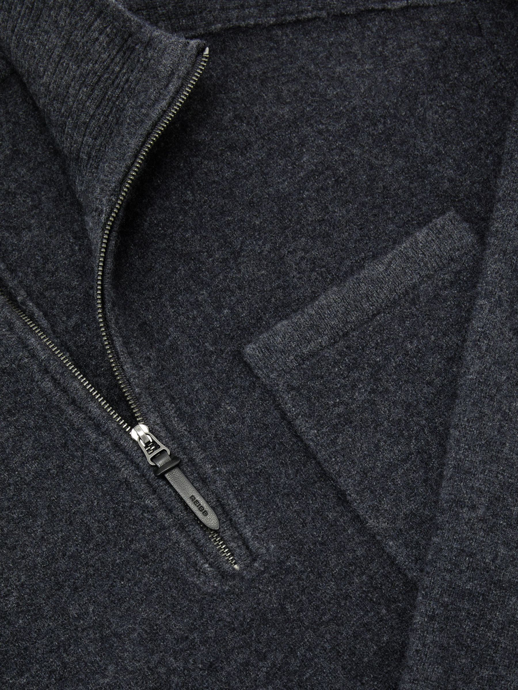 Boiled-Wool Funnel-Neck Quarter-Zip Jumper in Charcoal Grey - Image 7 of 7