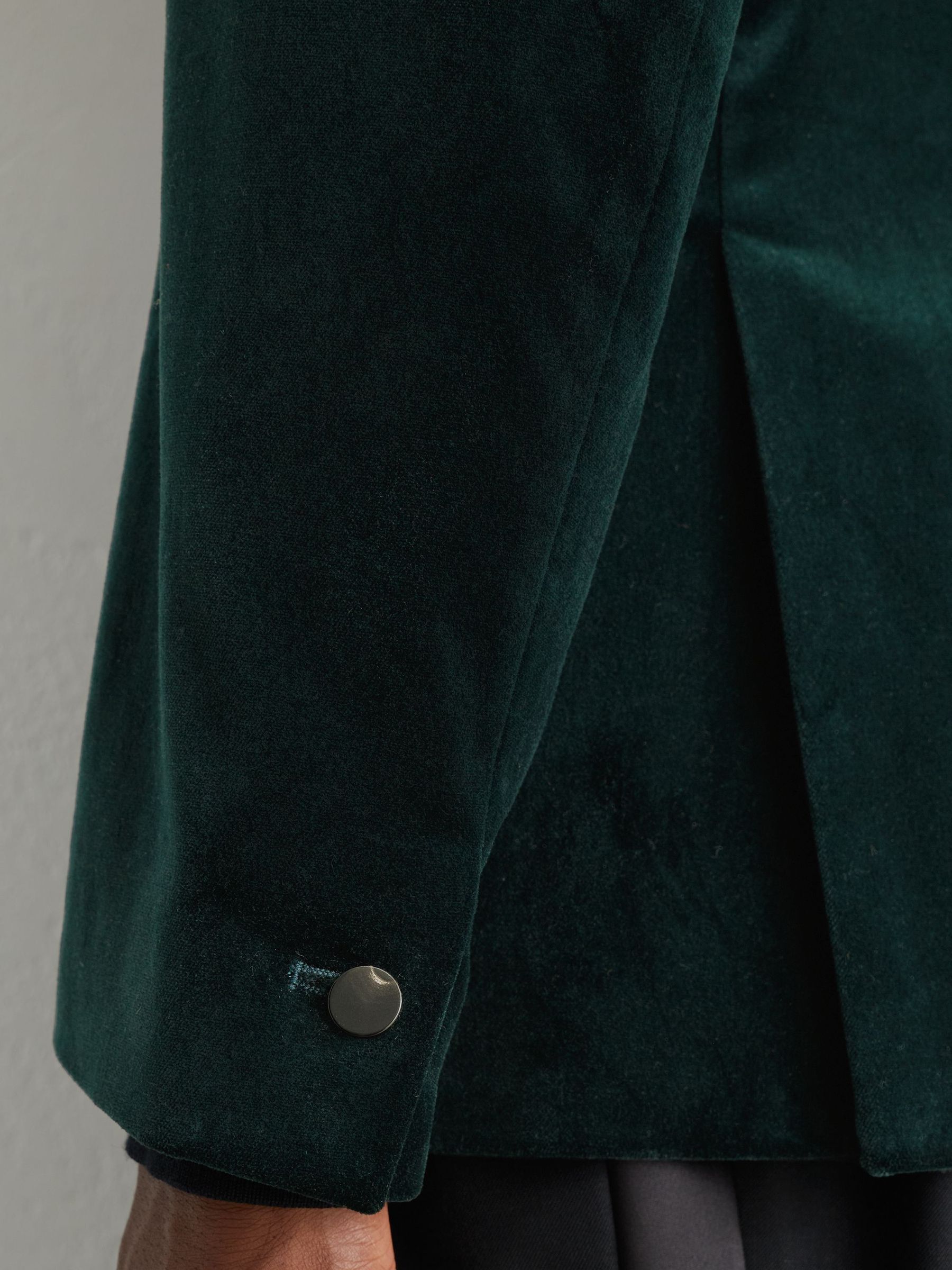 Tailored Fit Velvet Single-Breasted Blazer in Green - Image 3 of 10