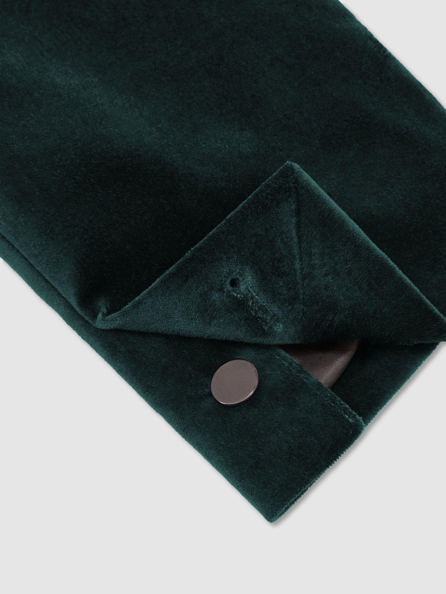 Tailored Fit Velvet Single-Breasted Blazer in Green - Image 9 of 10