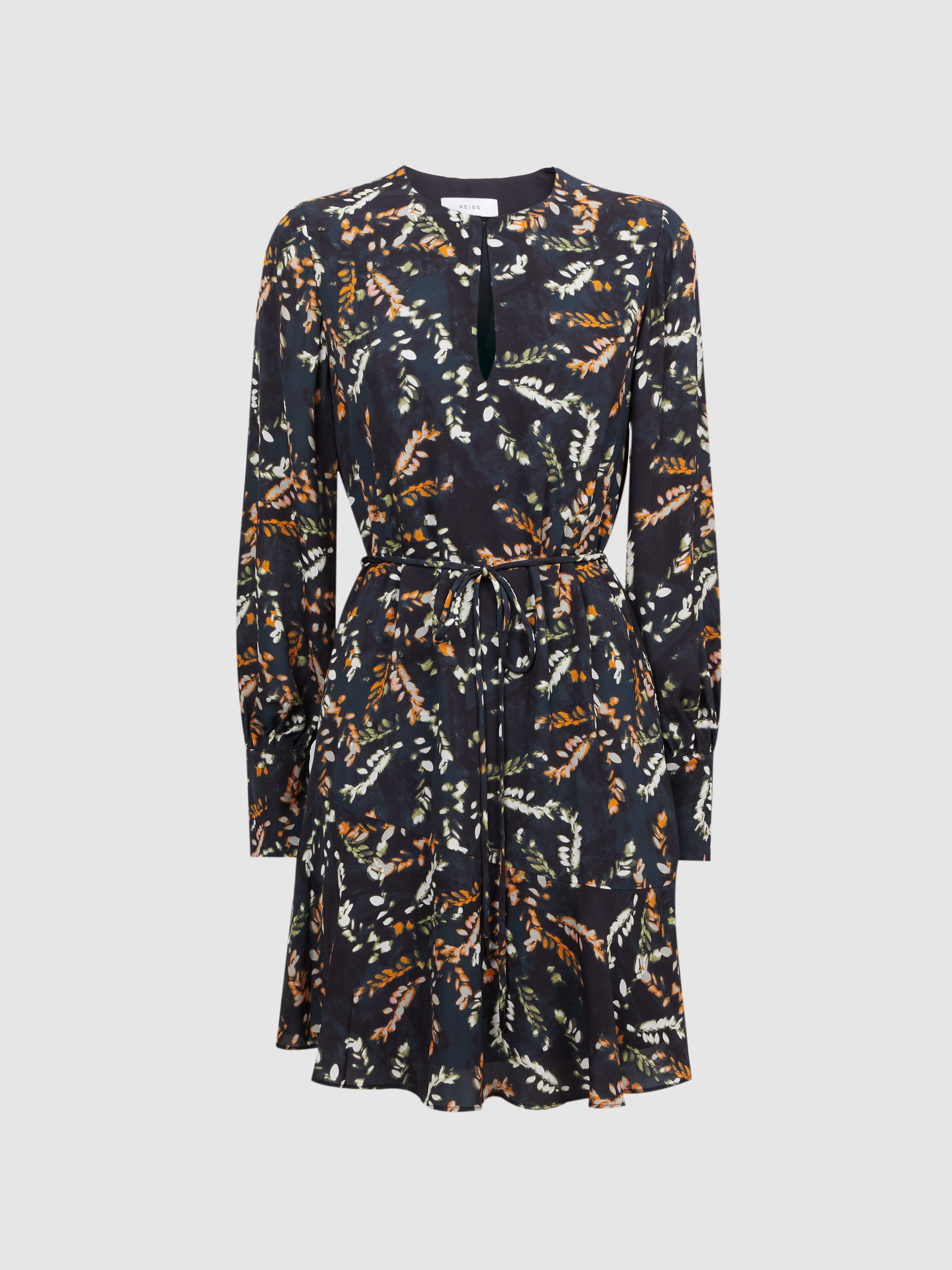 Printed Long Sleeve Midi Dress in Black - Image 2 of 5