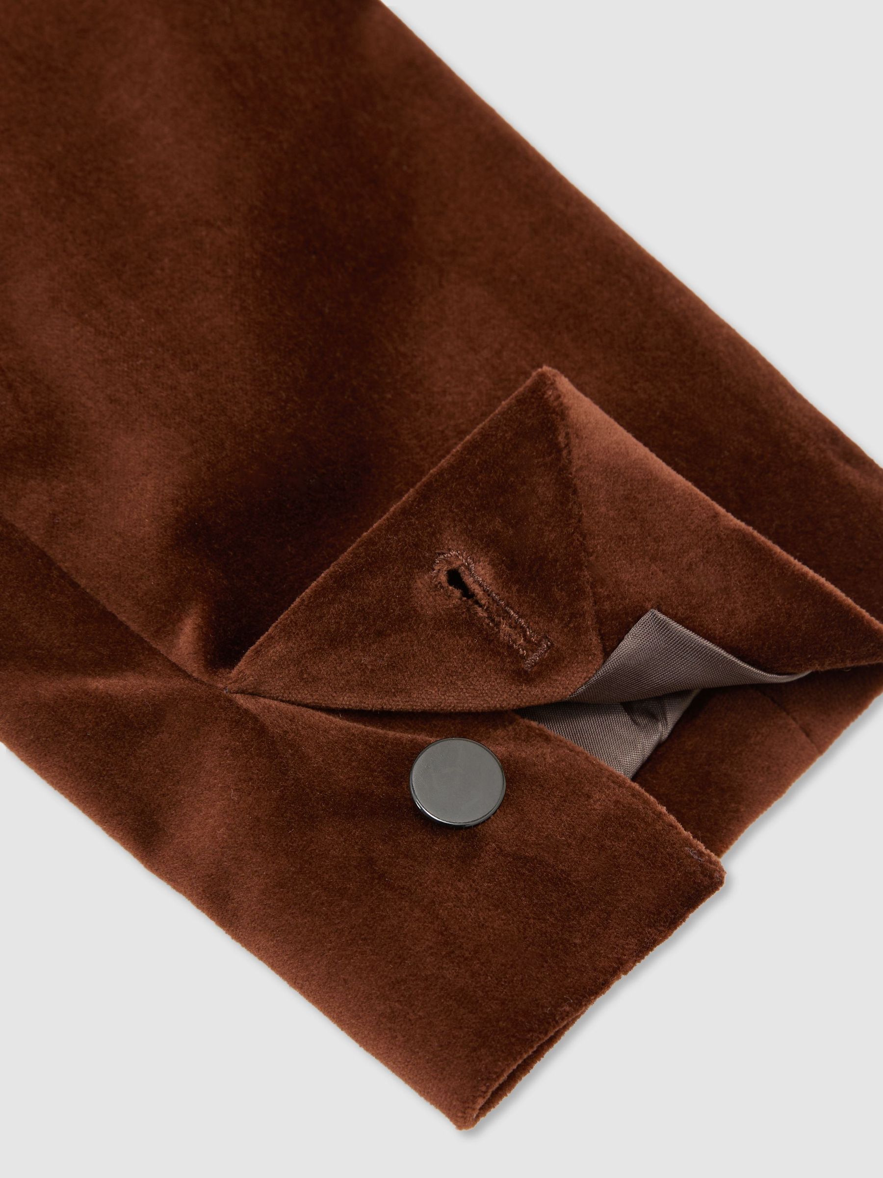 Velvet Single-Breasted Classic-Fit Blazer in Tobacco Brown - Image 8 of 9