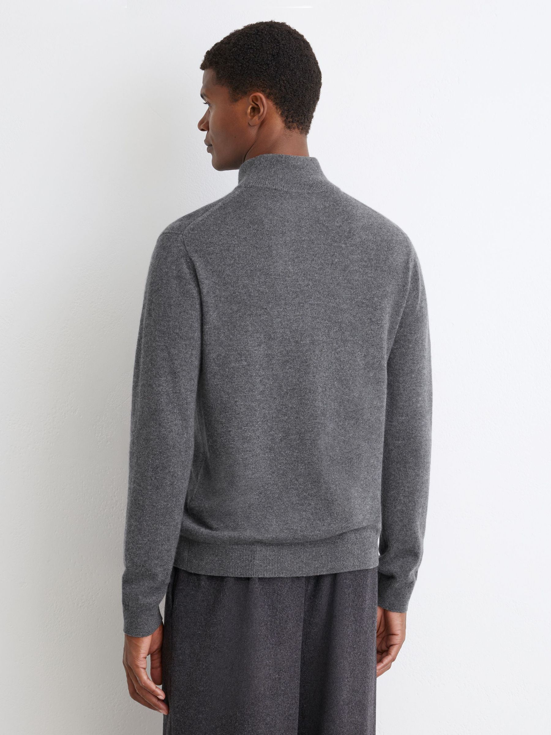 100% Cashmere Funnel-Neck Jumper in Mid Grey Melange - Image 5 of 6