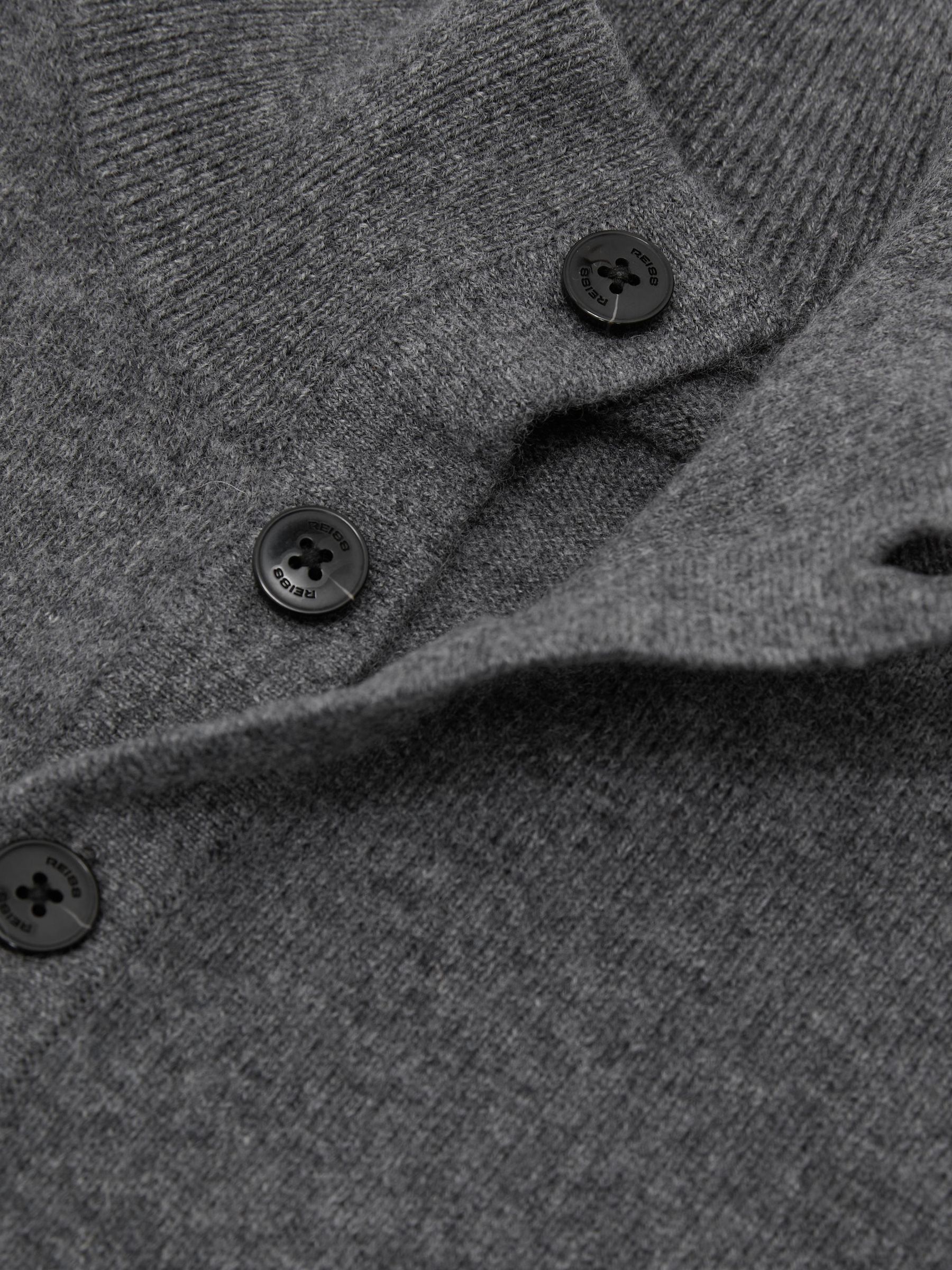 100% Cashmere Funnel-Neck Jumper in Mid Grey Melange - Image 6 of 6
