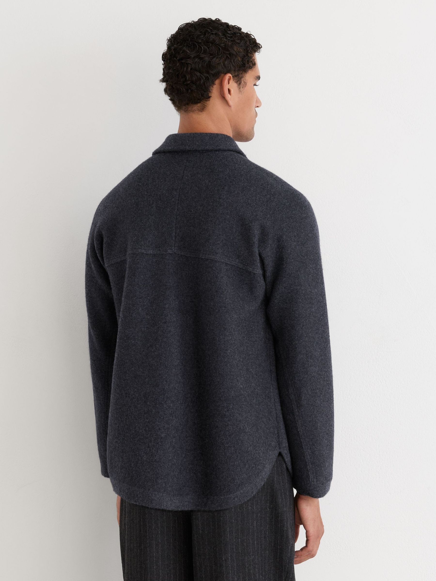 Boiled Wool Twin-Pocket Overshirt in Charcoal Grey - Billede 5 af 7