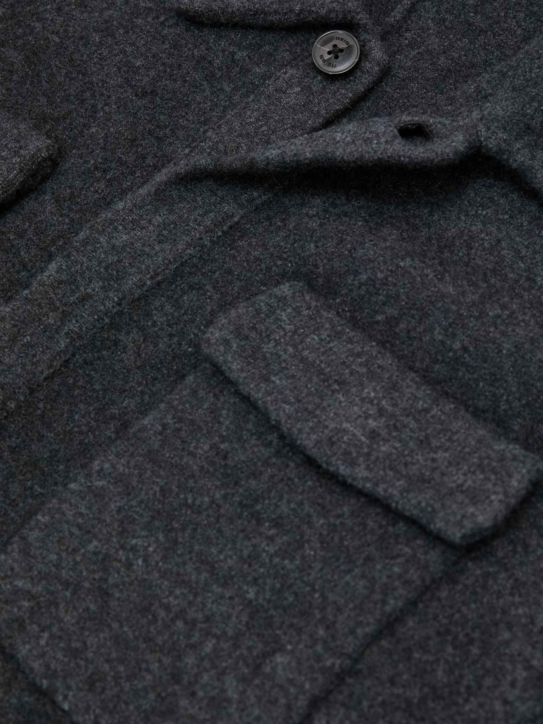 Boiled Wool Twin-Pocket Overshirt in Charcoal Grey - Billede 7 af 7