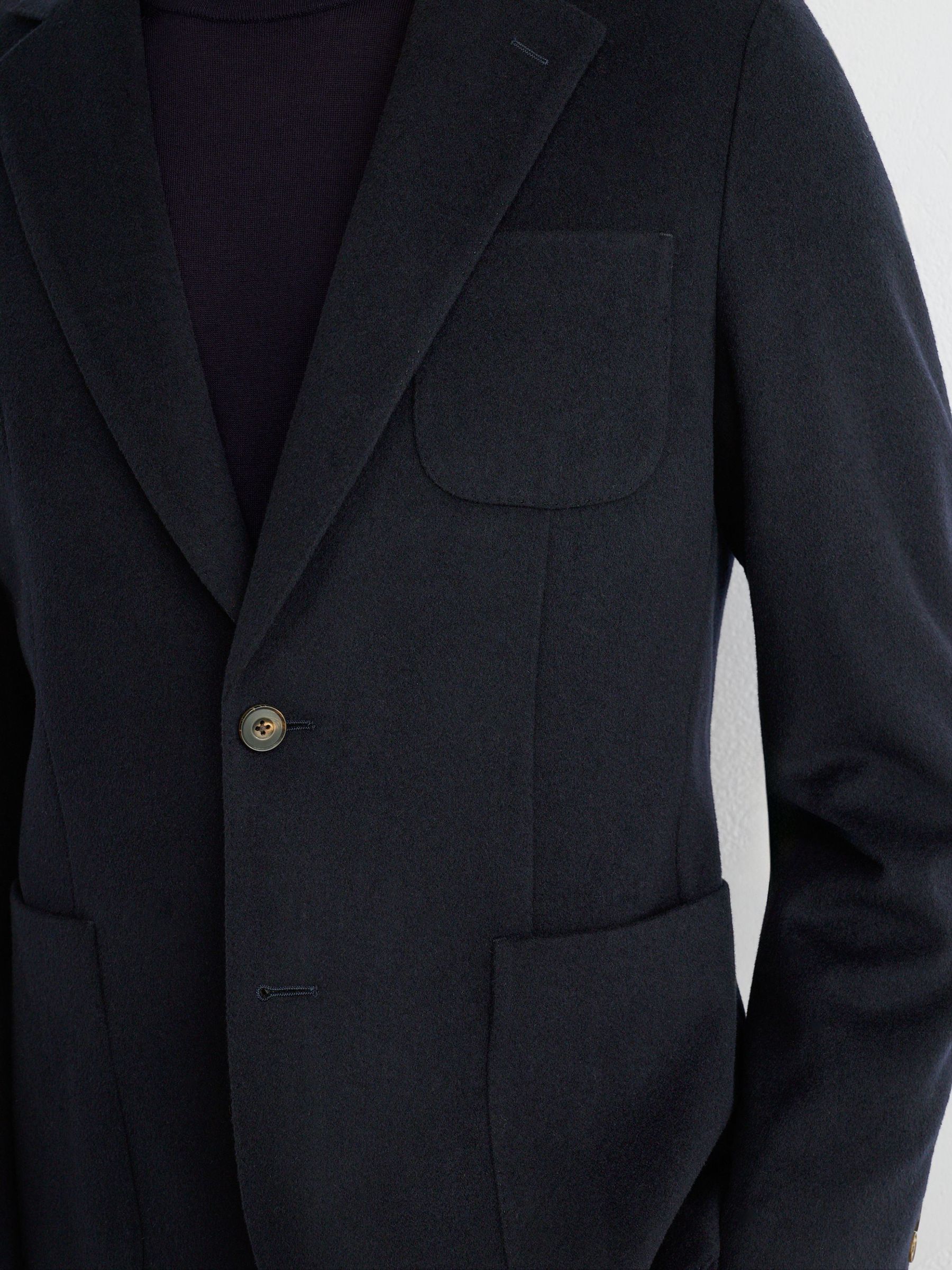 Tailored Fit Wool-Blend Flannel Single-Breasted Suit Blazer in Navy - Image 5 of 8