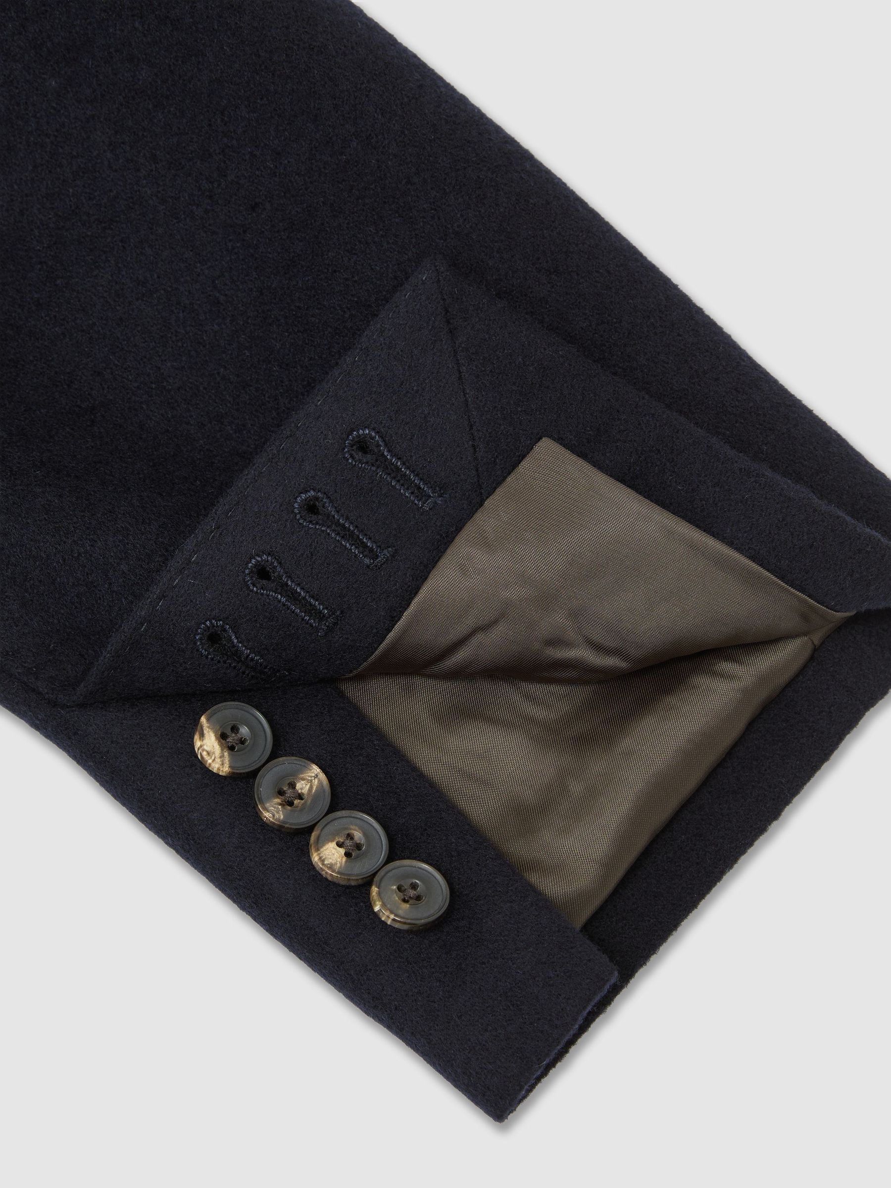 Tailored Fit Wool-Blend Flannel Single-Breasted Suit Blazer in Navy - Image 7 of 8