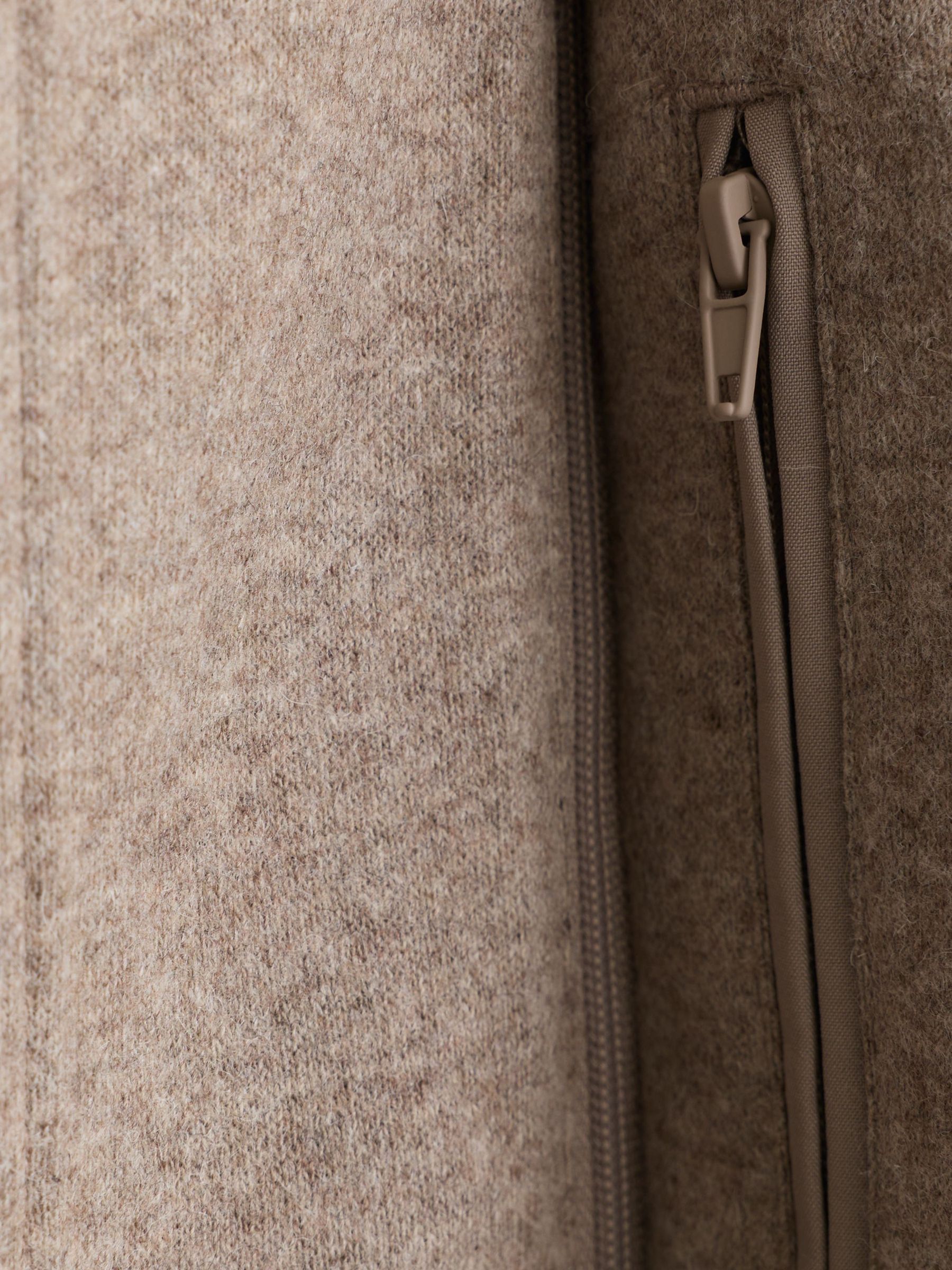 Flannel Gilet-Insert Single-Breasted Suit Blazer Tailored-Fit in Oatmeal Brown - Image 6 of 8