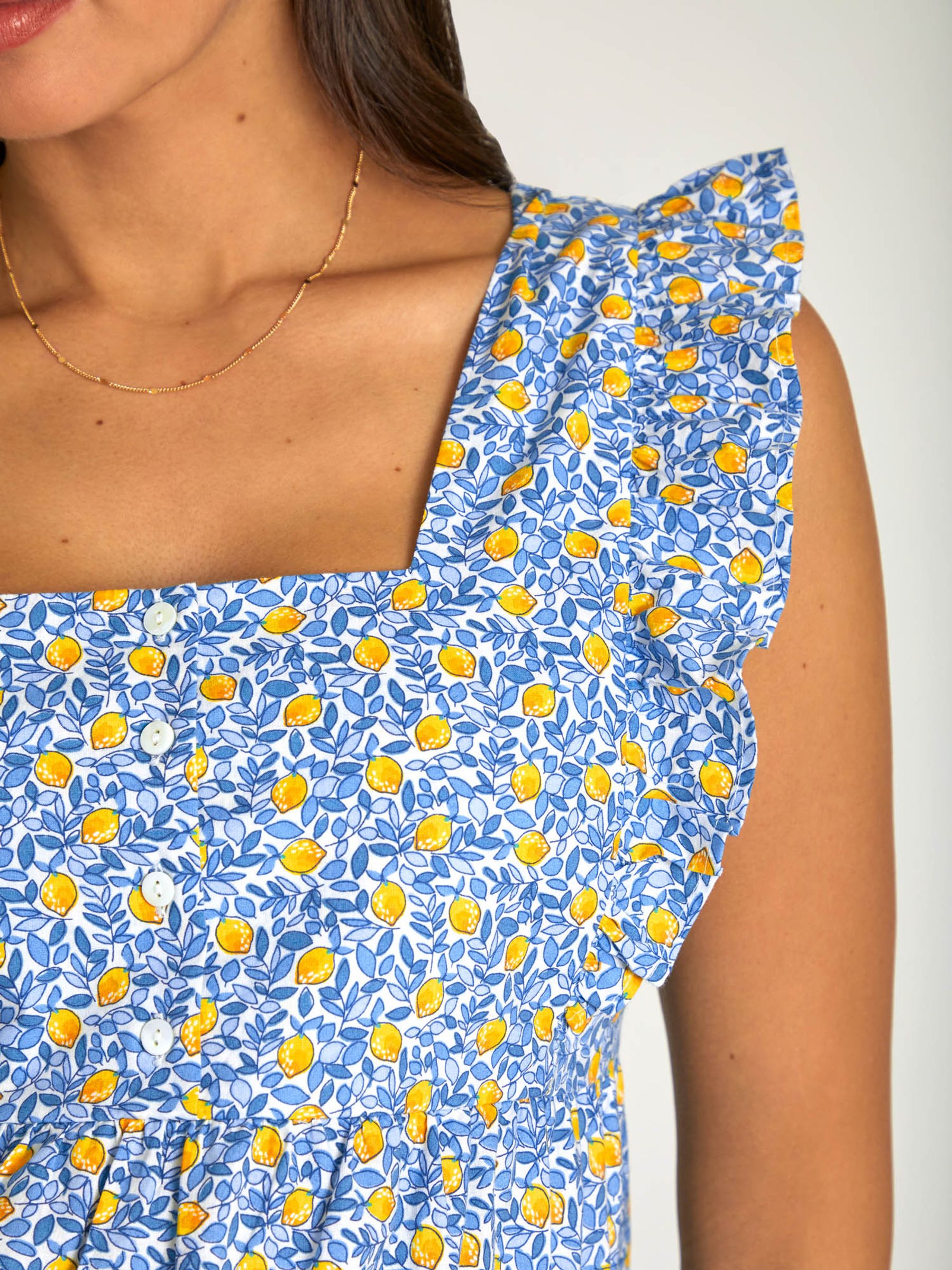 Blue Lemon Print Frill Sleeve Maternity Top - Image 5 of 5