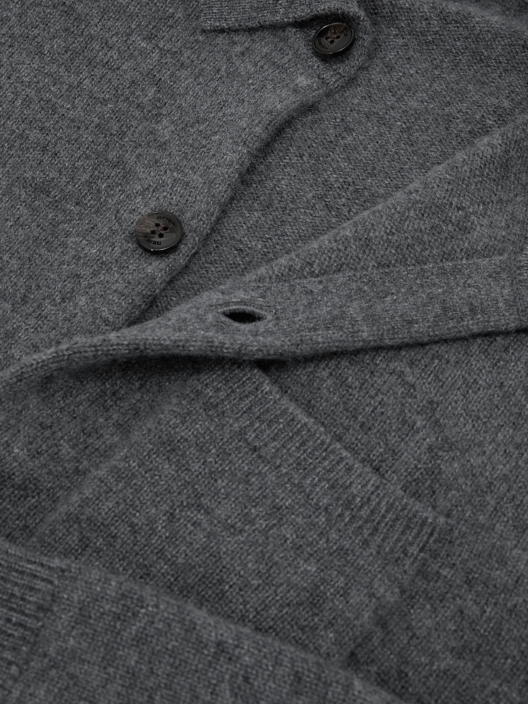 100% Cashmere Button-Through Shirt in Mid Grey Melange - Image 6 of 6