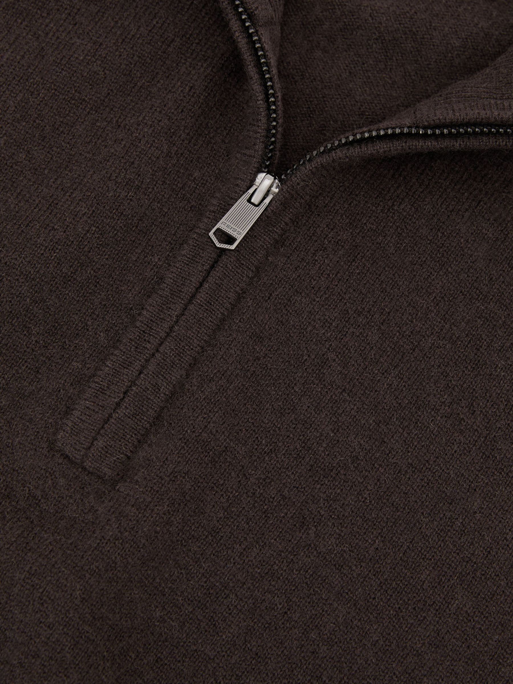 100% Cashmere Half-Zip Jumper in Chocolate Melange - Image 7 of 7