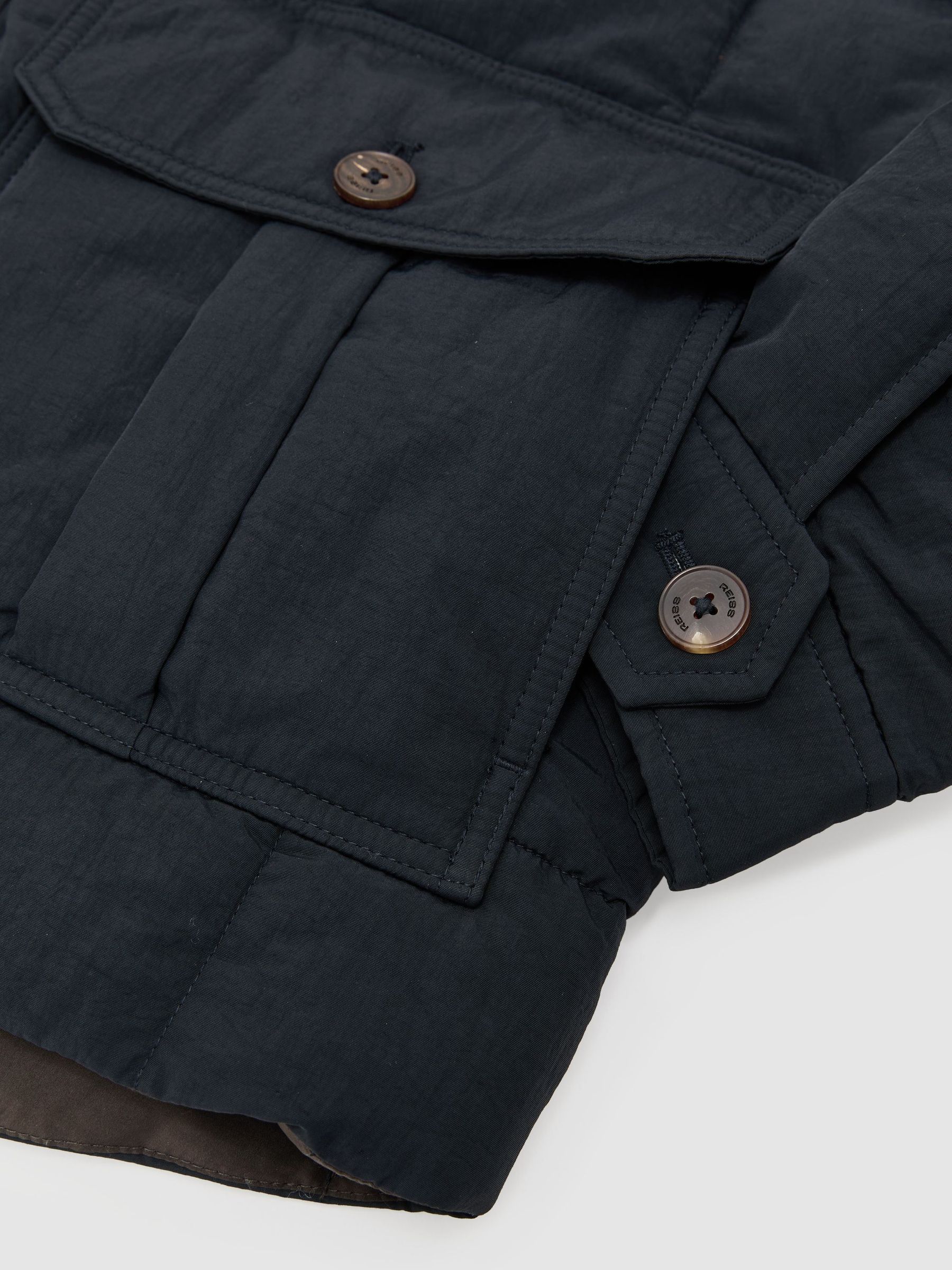 Borg-Collar Quilted Zip-Through Jacket in Navy - Image 7 of 7
