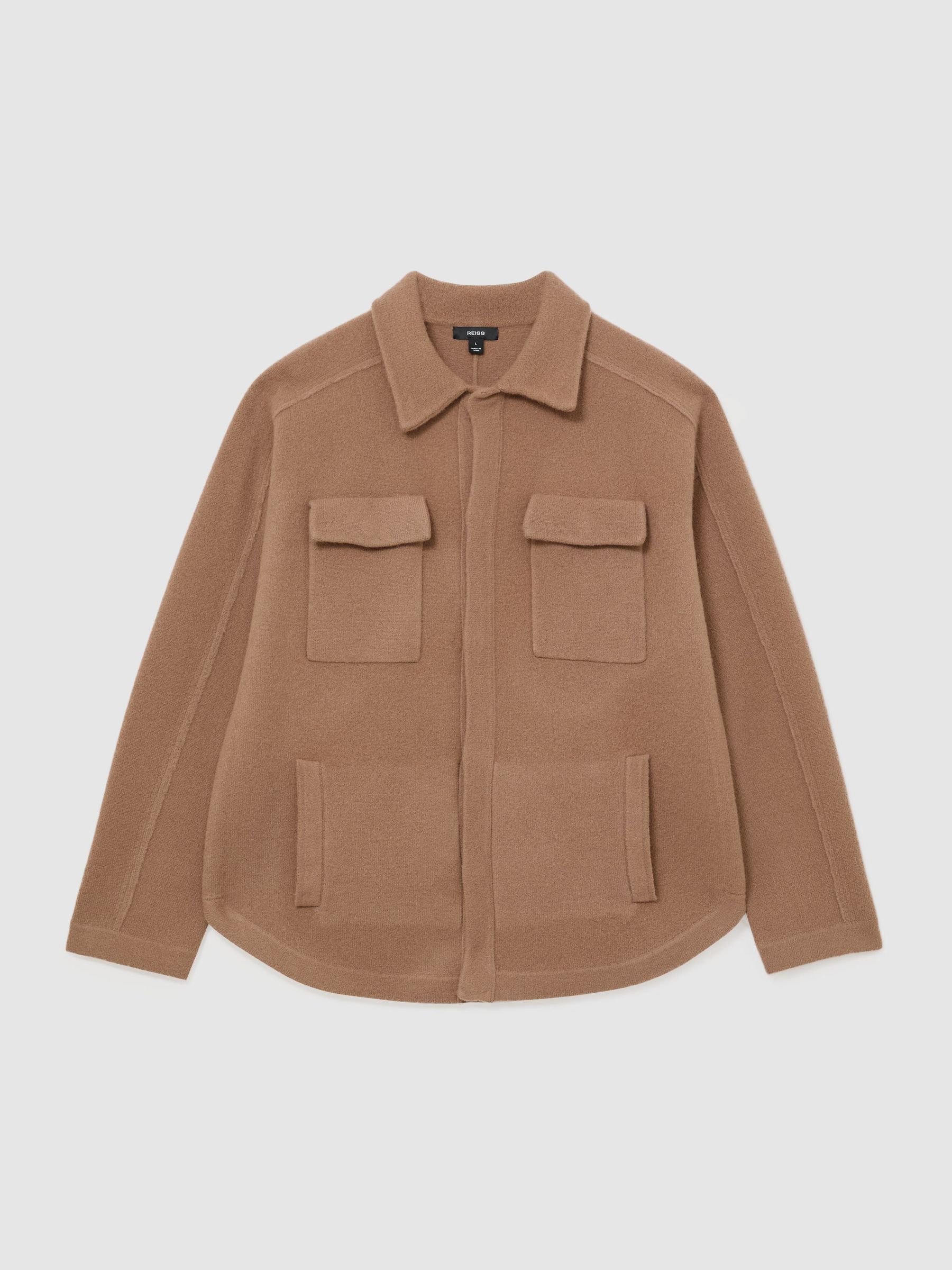 Boiled Wool Twin-Pocket Overshirt in Camel - Billede 2 af 7