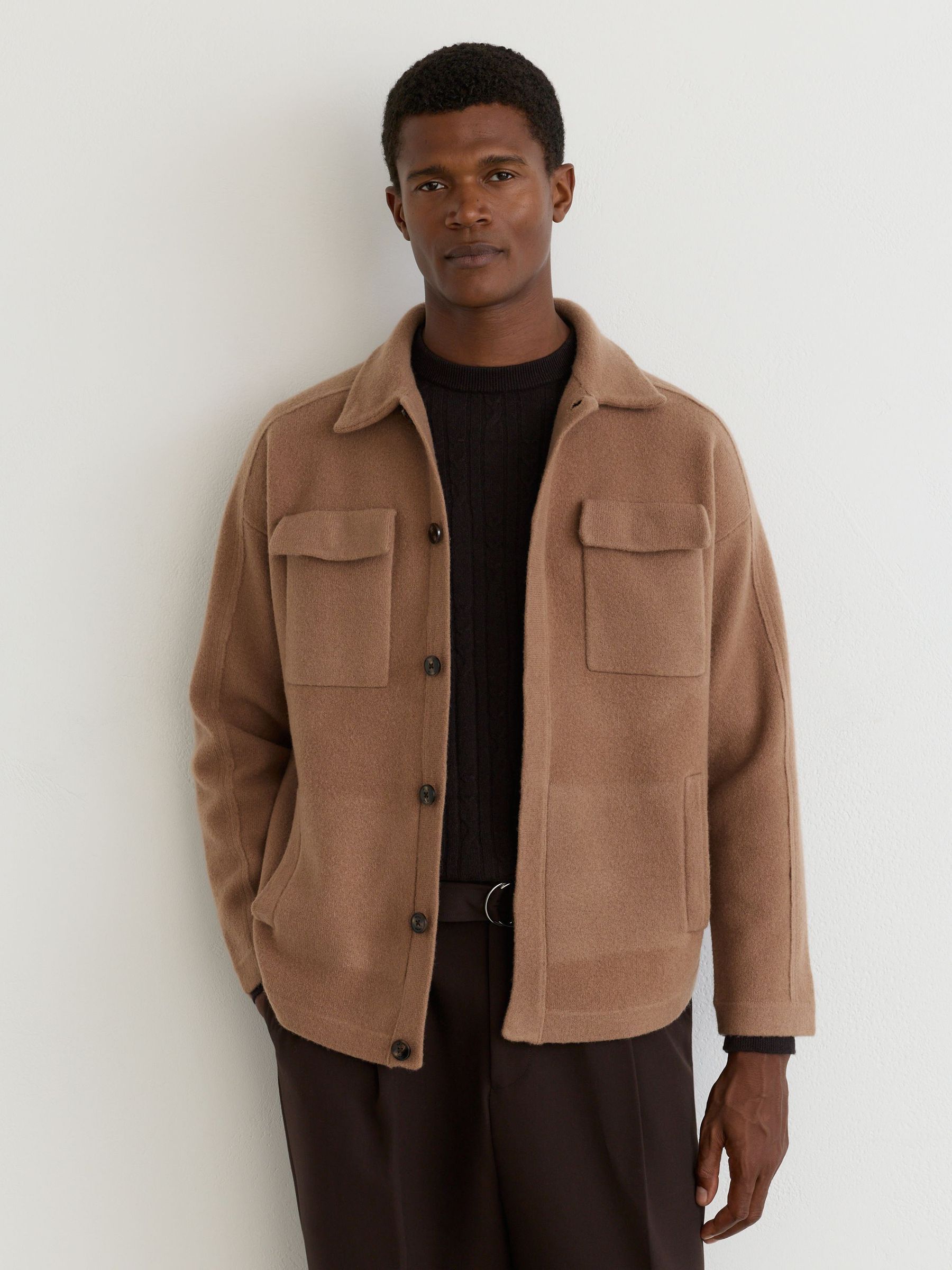Boiled Wool Twin-Pocket Overshirt in Camel - Billede 6 af 7