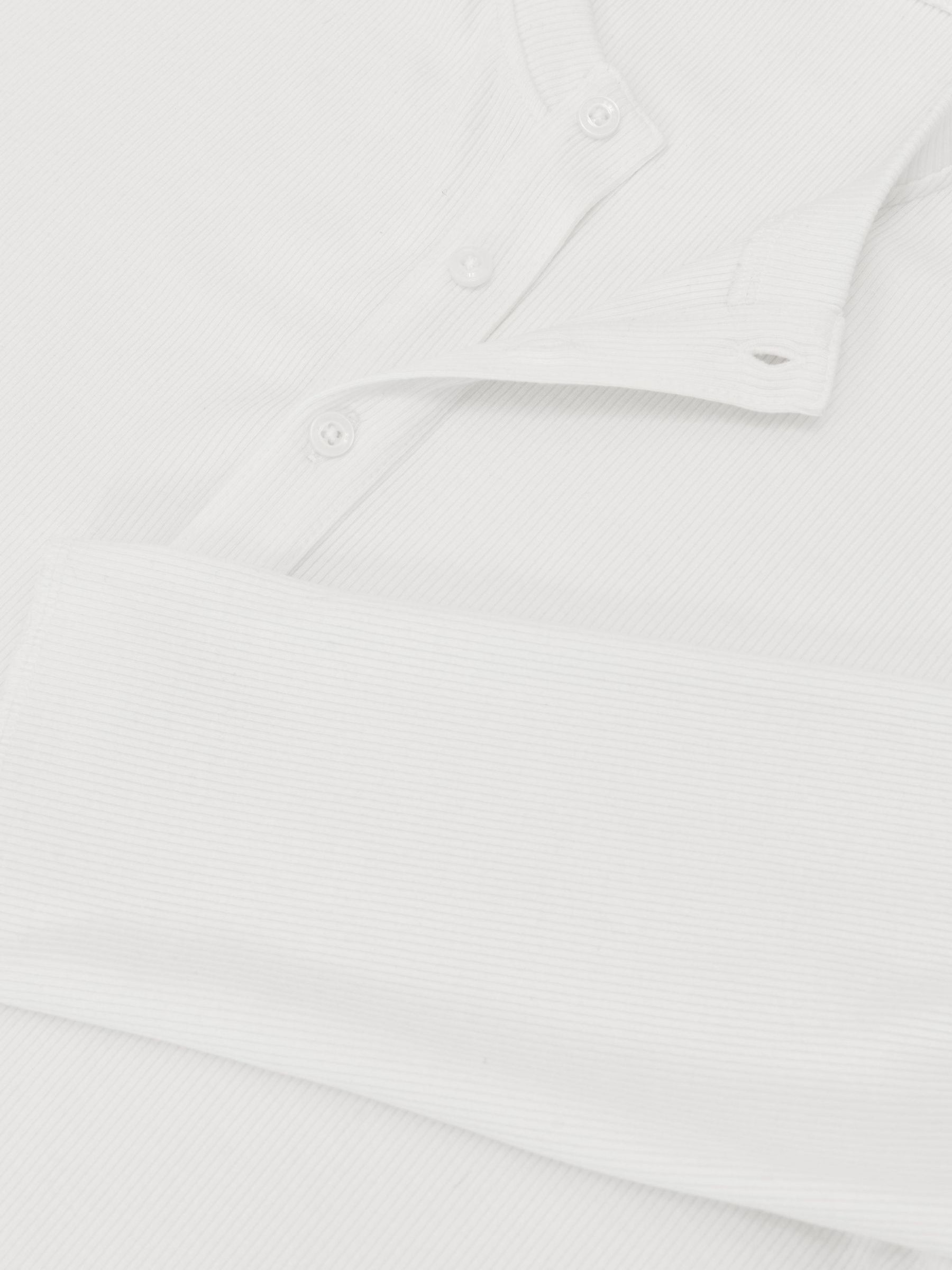 Ribbed Long-Sleeve Henley T-Shirt in White - Image 5 of 5