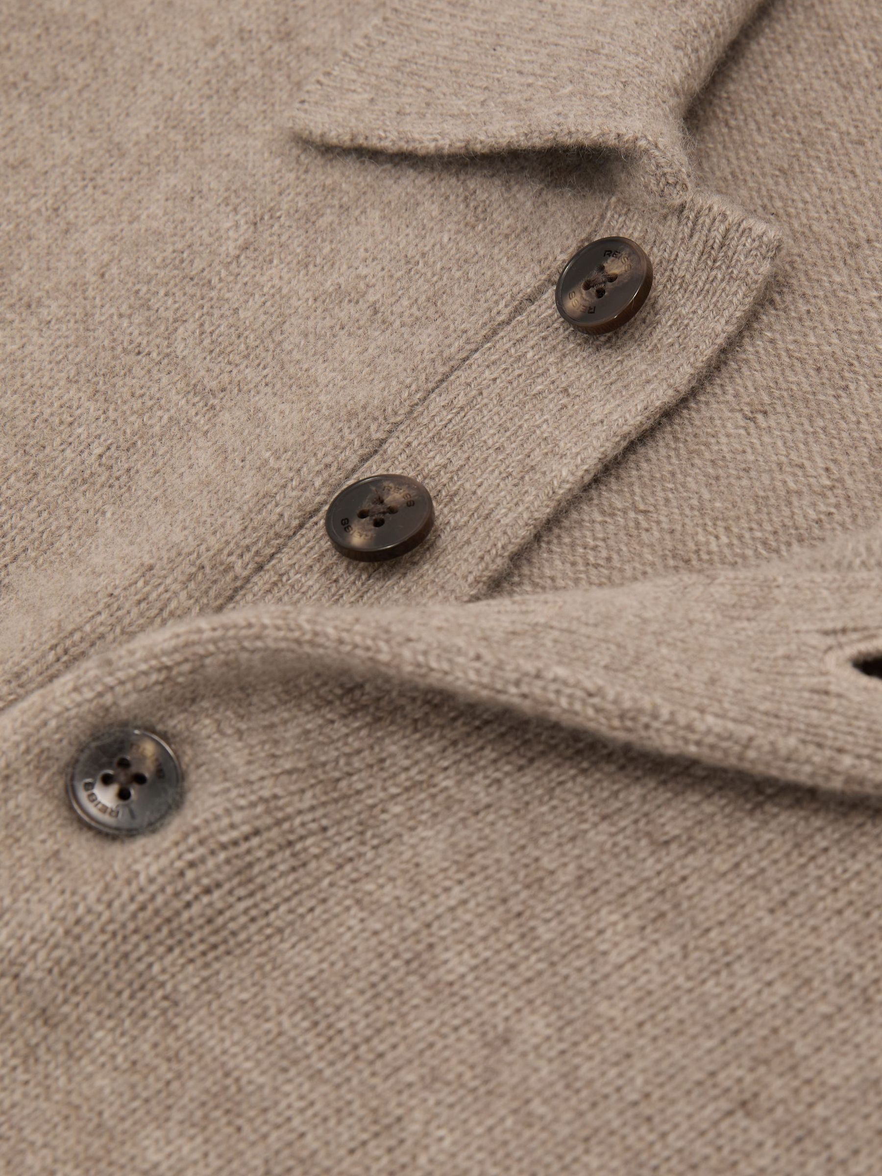 100% Cashmere Half-Button Polo Jumper in Taupe Melange - Image 6 of 6