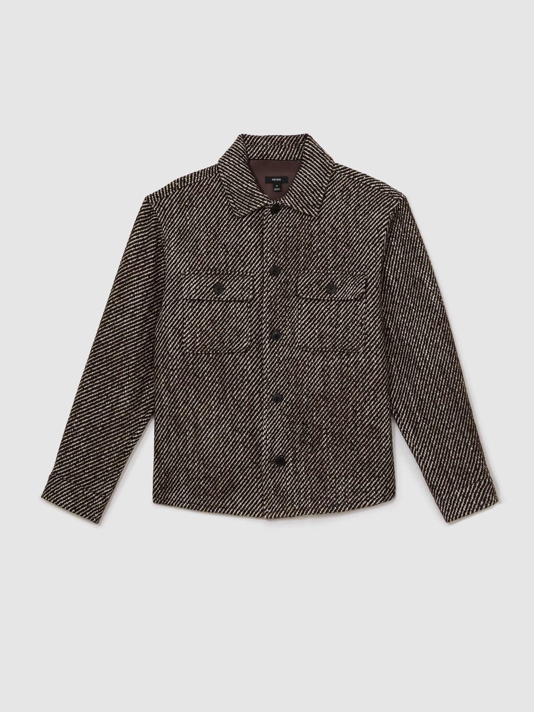 Wool-Blend Brushed Twill Overshirt in Dark Brown - Image 2 of 8
