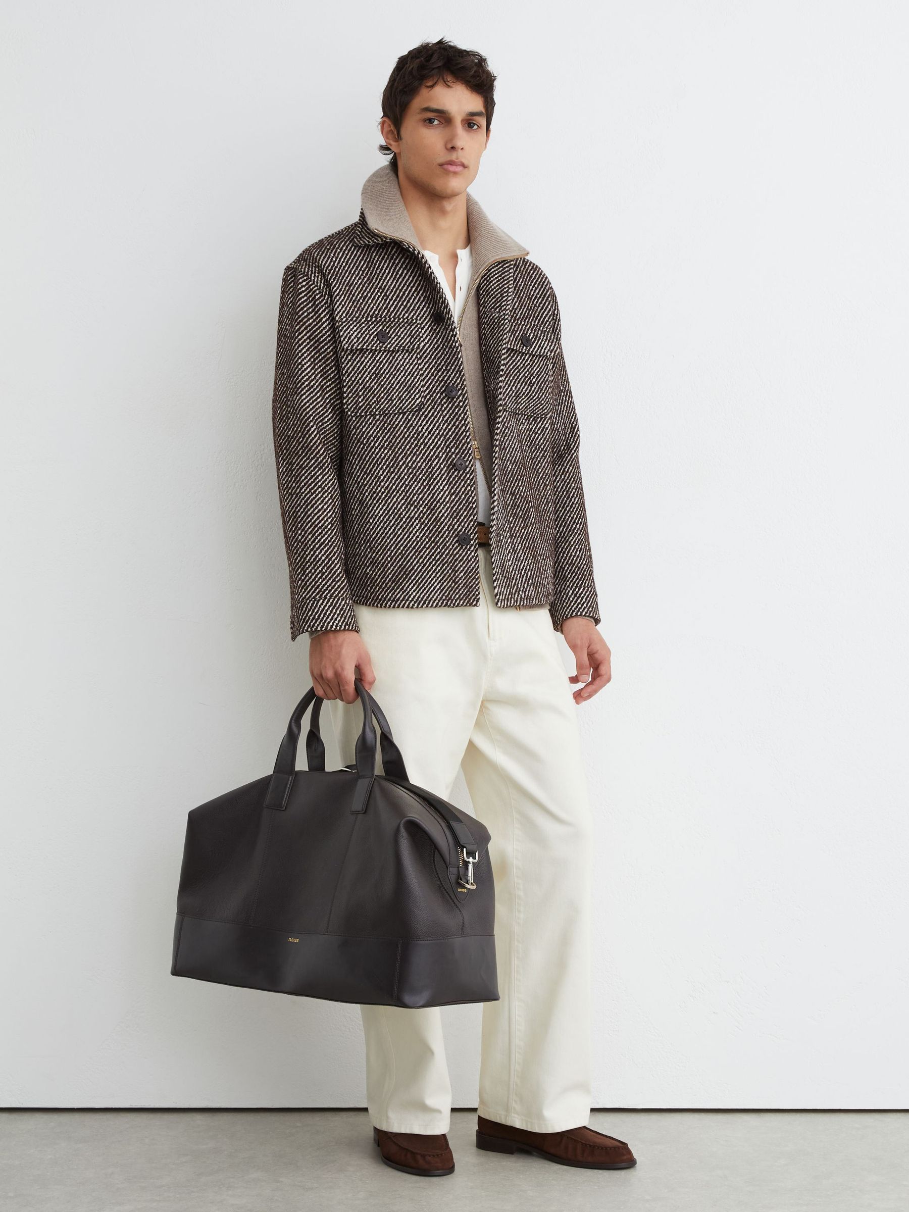 Wool-Blend Brushed Twill Overshirt in Dark Brown - Image 3 of 8