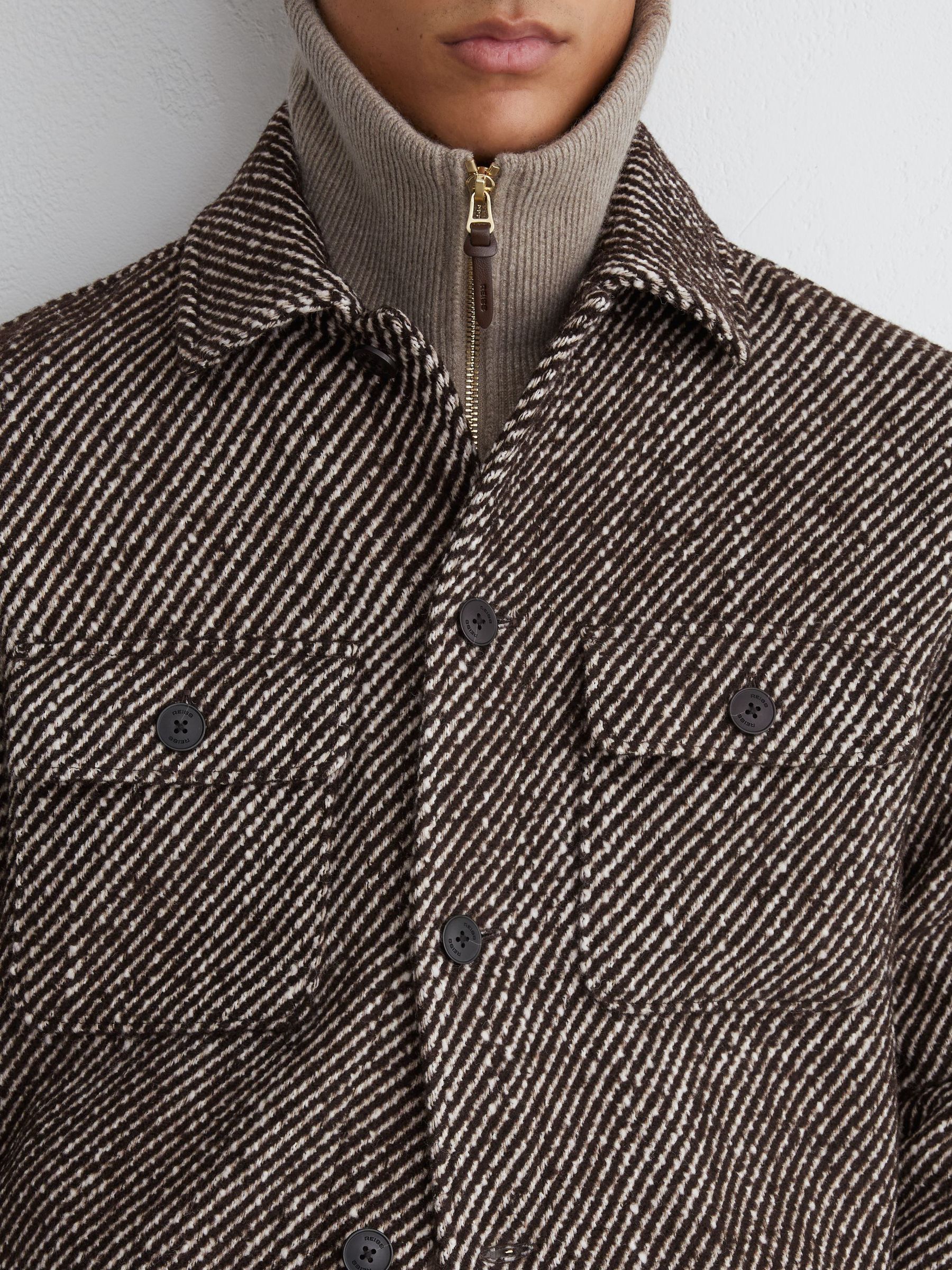 Wool-Blend Brushed Twill Overshirt in Dark Brown - Image 4 of 8