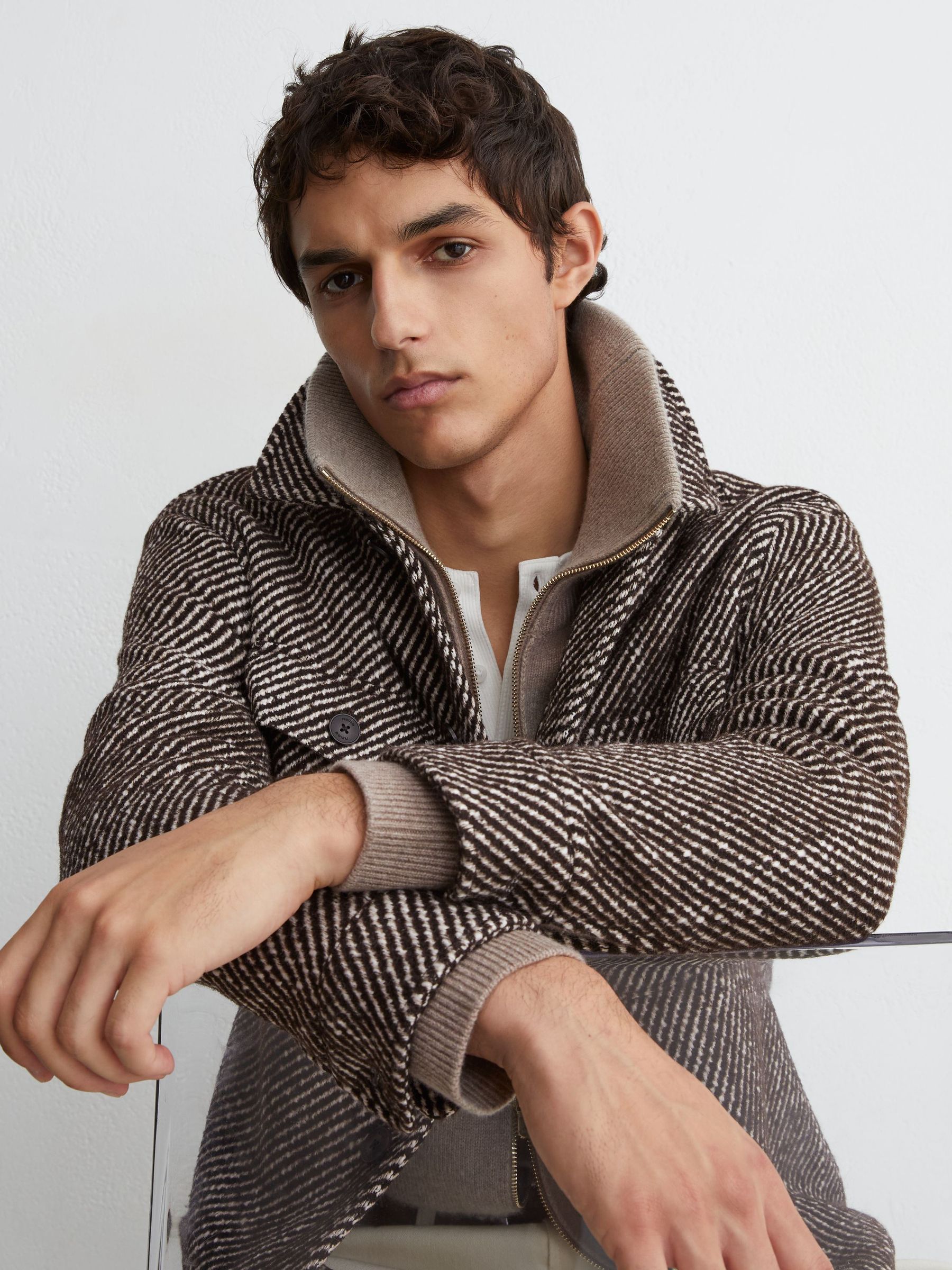 Wool-Blend Brushed Twill Overshirt in Dark Brown - Image 5 of 8
