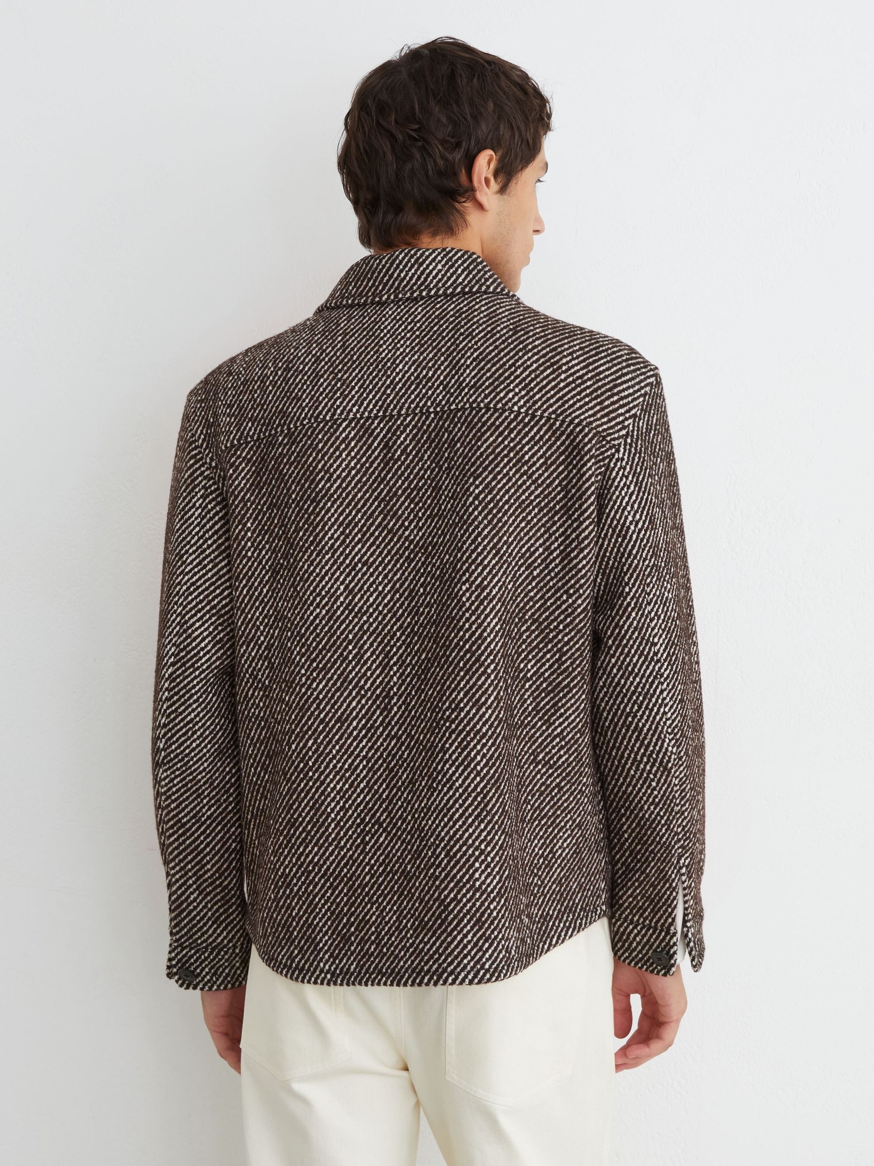 Wool-Blend Brushed Twill Overshirt in Dark Brown - Image 6 of 8