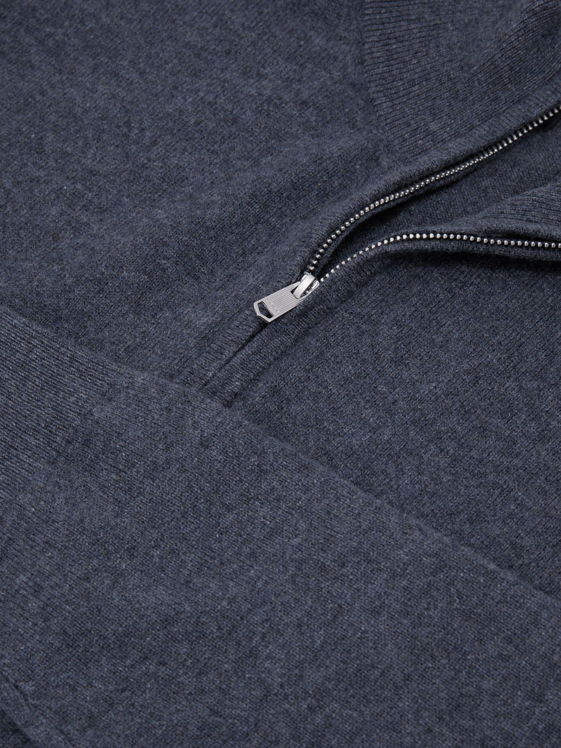 100% Cashmere Half-Zip Jumper in Denim Melange - Image 6 of 6