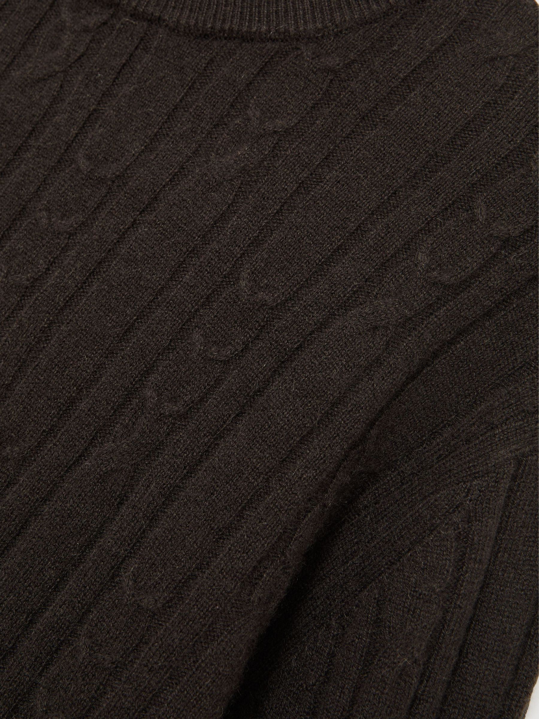 100% Cashmere Cable-Knit Crew-Neck Jumper in Chocolate Brown - Image 6 of 6