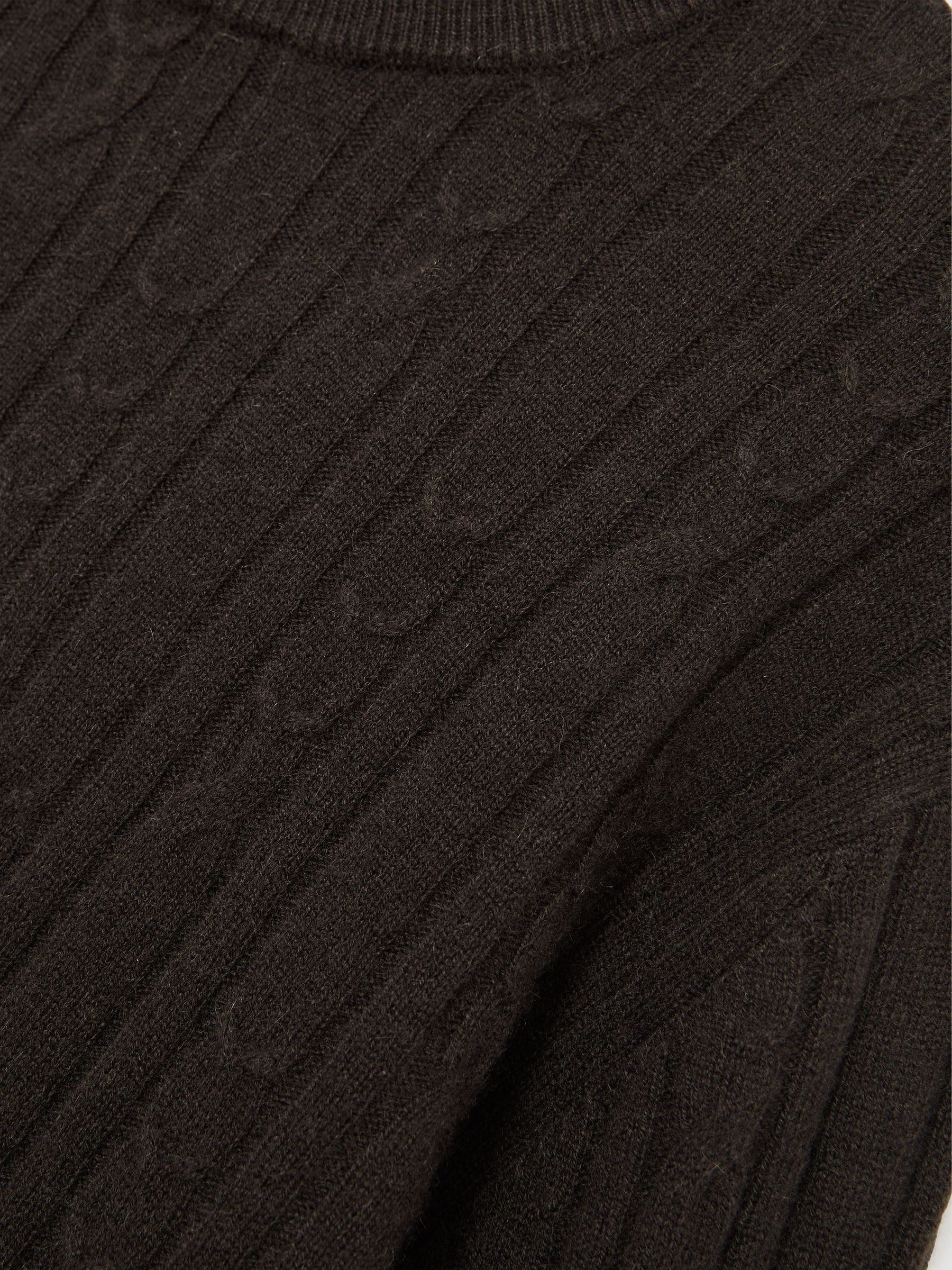 100% Cashmere Cable-Knit Crew-Neck Jumper in Chocolate Brown - Image 8 of 8