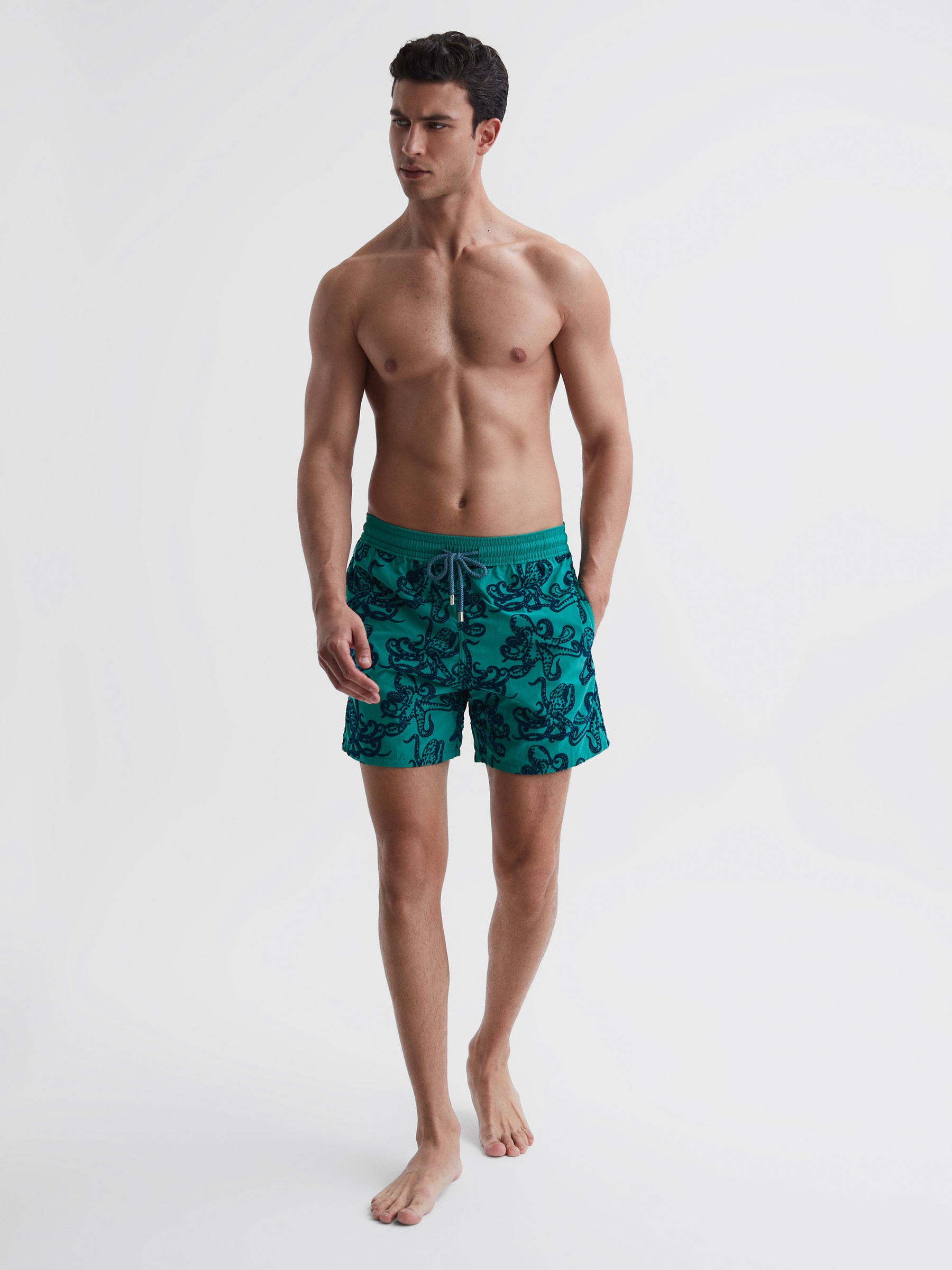 Vilebrequin Octopus Print Swim Shorts in Turquoise - Image 1 of 5 Vilebrequin Octopus Print Swim Shorts in Turquoise - Image 1 of 5