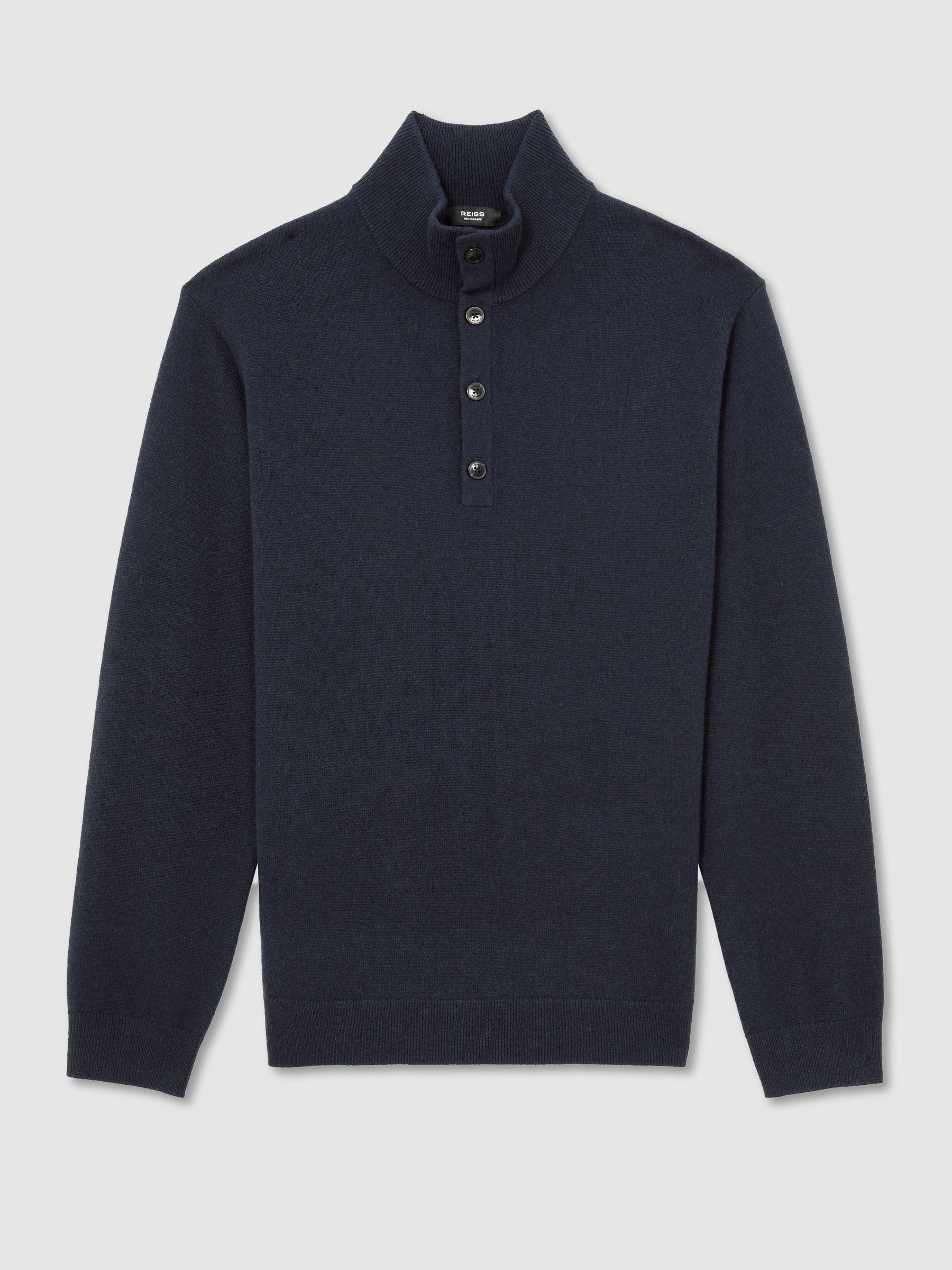 100% Cashmere Funnel-Neck Jumper in Navy - Image 2 of 7