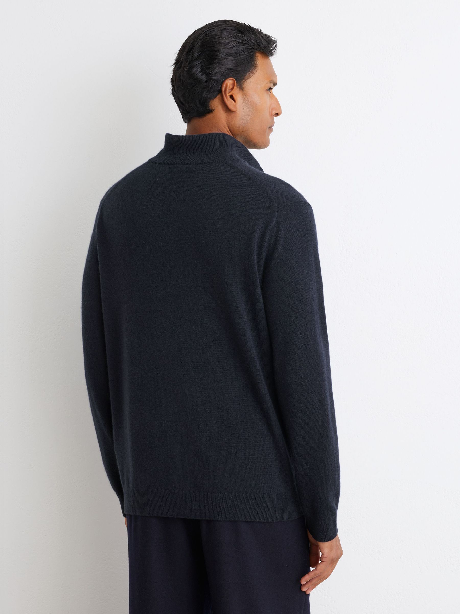 100% Cashmere Funnel-Neck Jumper in Navy - Image 5 of 7